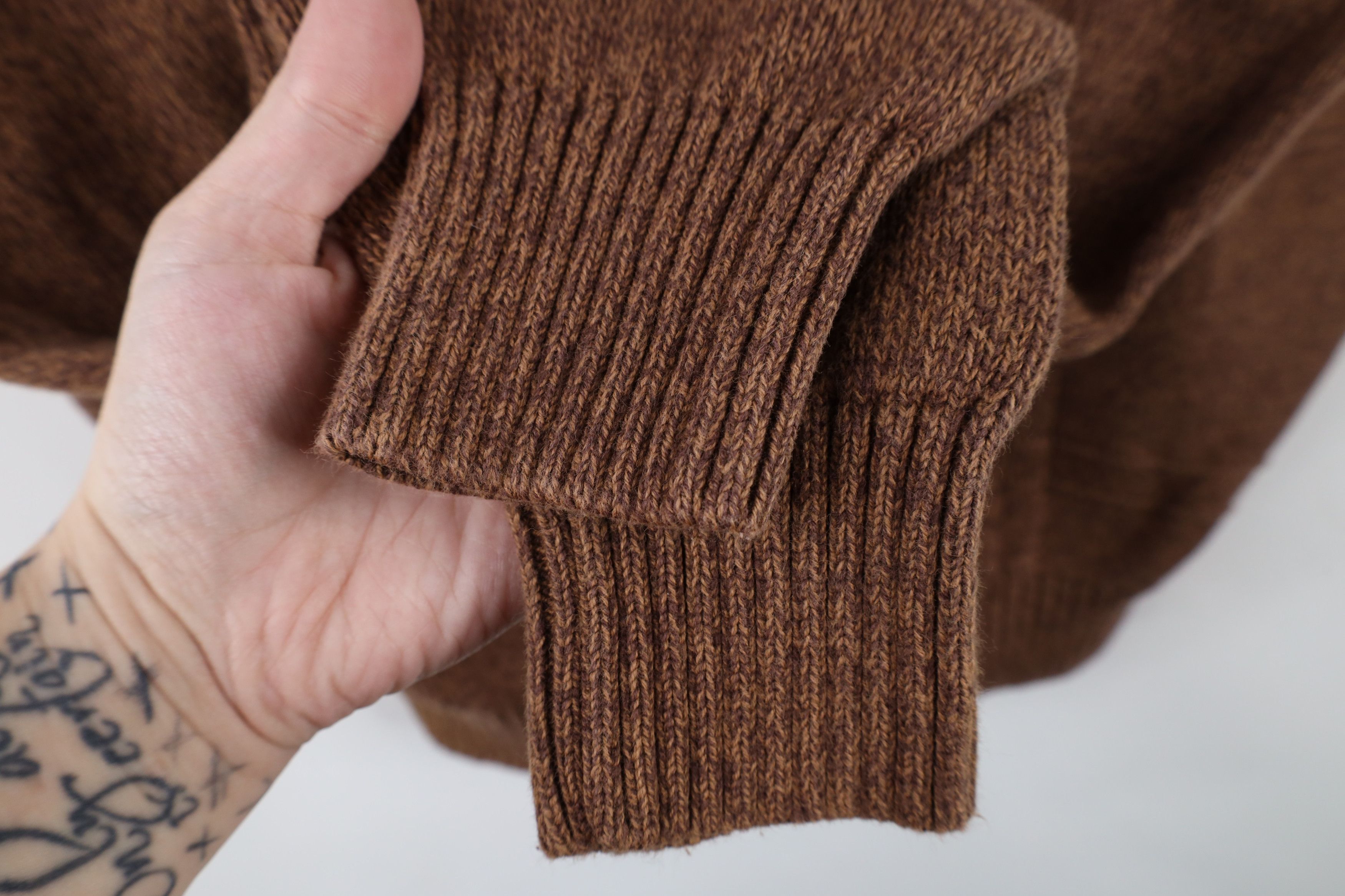 Vintage Vintage 90s Streetwear Ribbed Knit Crewneck Sweater Brown Size US L / EU 52-54 / 3 - 4 Thumbnail