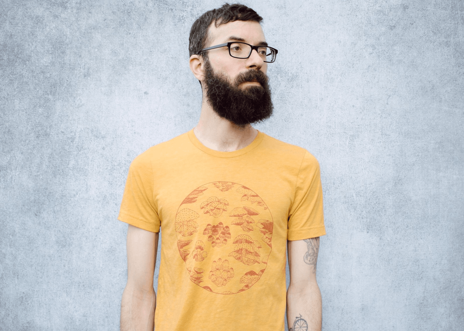 Designer × Vintage Fungi Mustard Yellow Tri-Blend Unisex T-Shirt Size US M / EU 48-50 / 2 - 1 Thumbnail