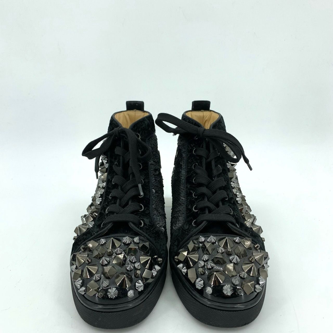 Christian Louboutin Christian Louboutin Black Studded Lace-Up High Top Sneakers Size US 7.5 / EU 40-41 - 6 Thumbnail