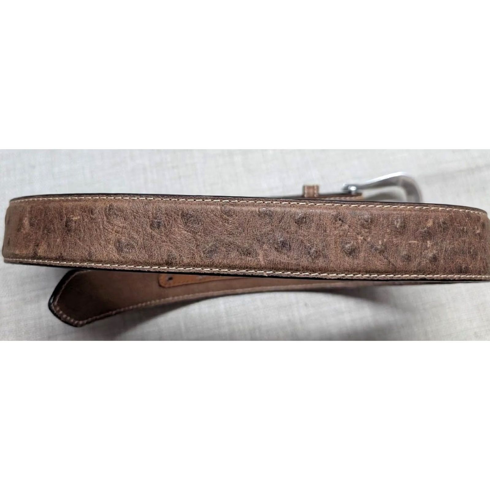 Vintage VINTAGE Cavender's Western Belt Ostrich Print Leather 32 Brown Concho Buckle Men Belt Size 32 - 7 Thumbnail