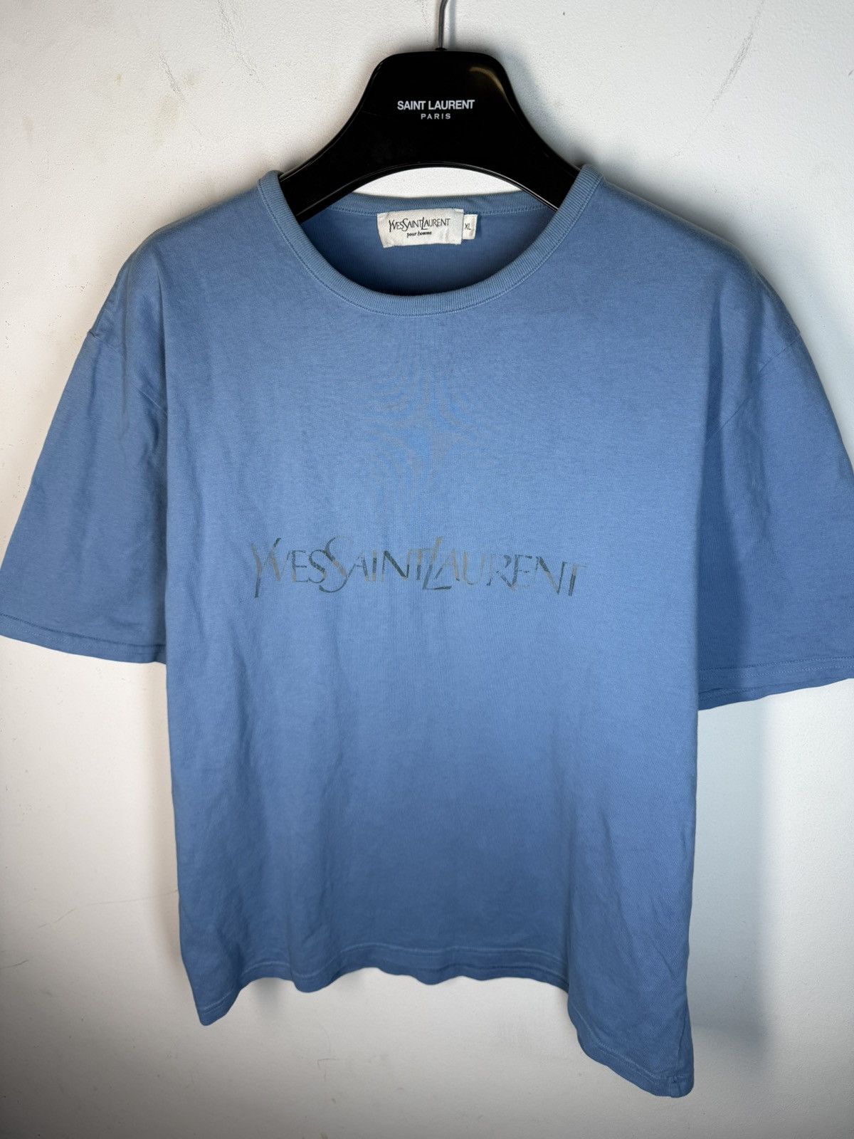 Yves Saint Laurent Blue YSL T-shirt Big Logo YSL Shirt Size US L / EU 52-54 / 3 - 18 Thumbnail