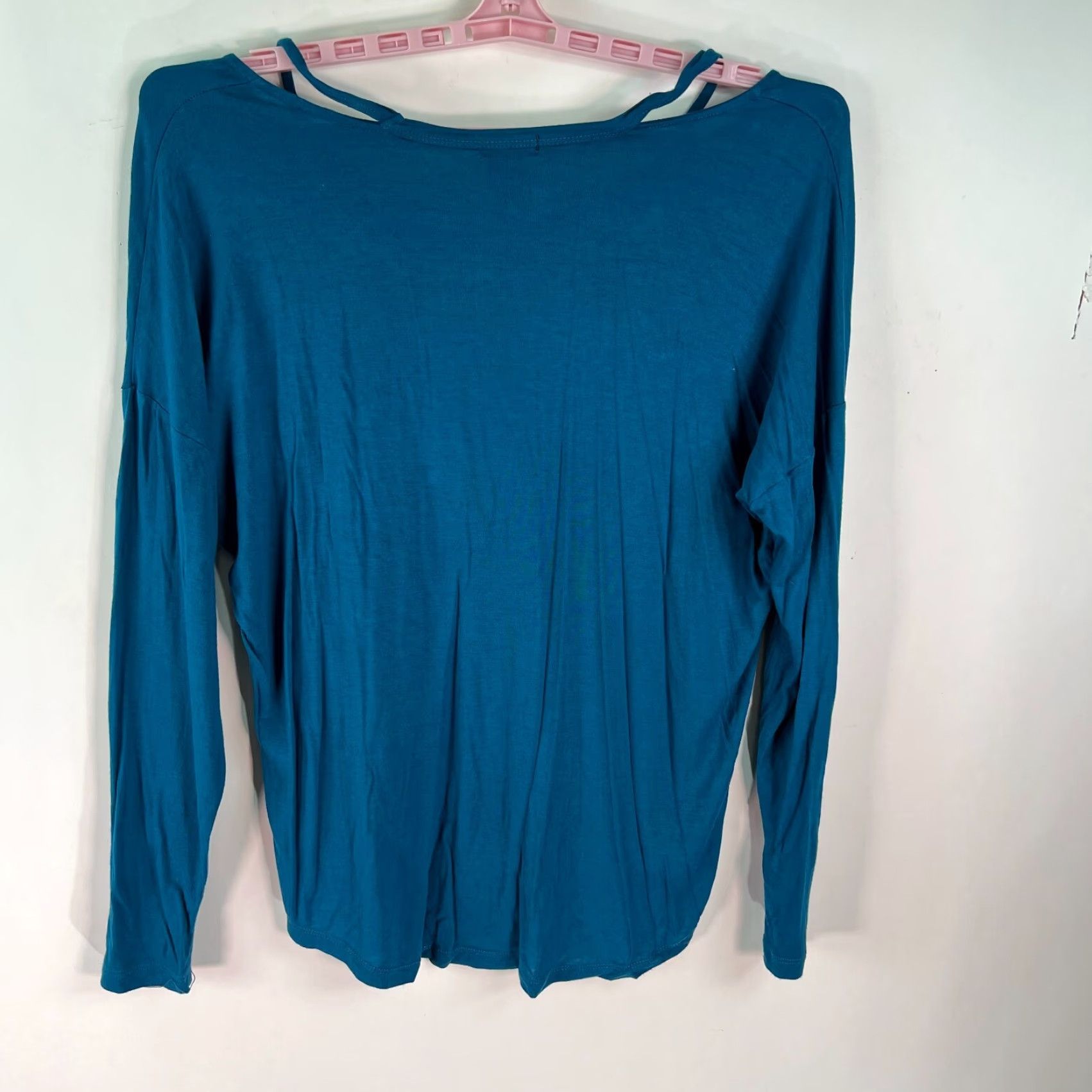 Vintage AI Blue Off the Shoulder Pullover Blouse Top Large Womens Long Sleeve Casual Size L / US 10 / IT 46 - 2 Thumbnail