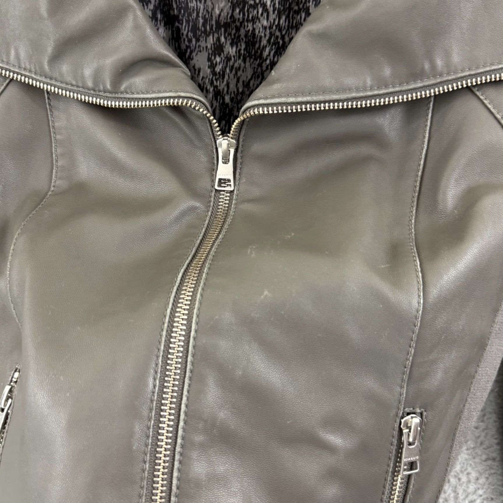 Vintage Soia & Kyo Jacket Women M Gray Full Zip Leather Biker Moto Outdoor Size M / US 6-8 / IT 42-44 - 6 Thumbnail