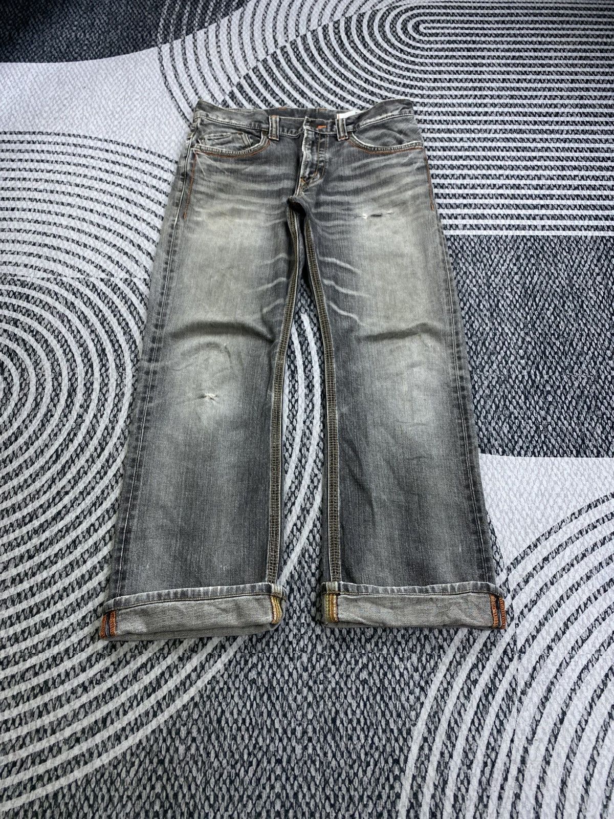 Edwin Vintage Edwin Wash Grey Distressed Denim Pants Size US 35 - 7 Thumbnail