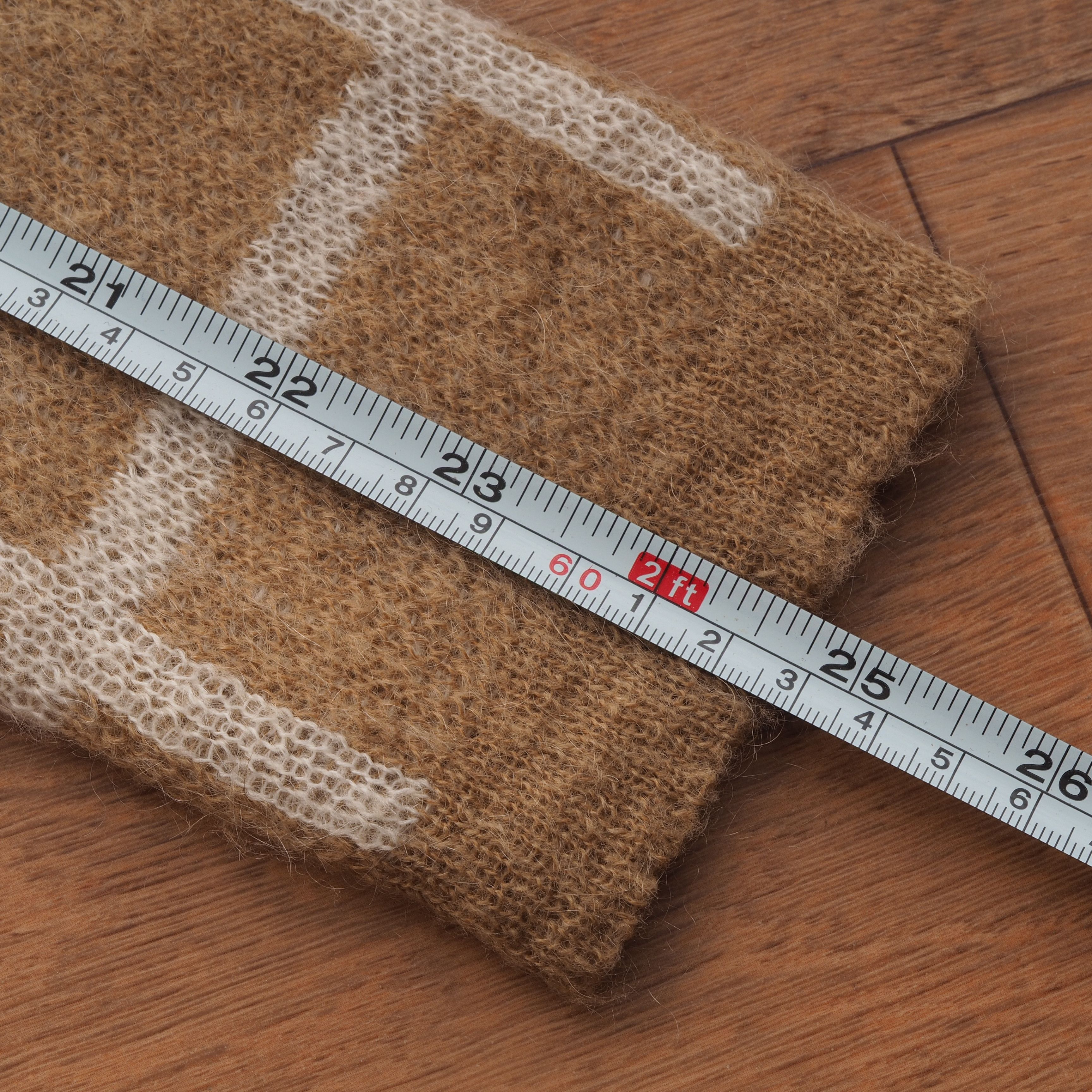 Purdey Purdey Women's Beige Plaid Mohair Knit Sweater Jumper Size S / US 4 / IT 40 - 9 Thumbnail