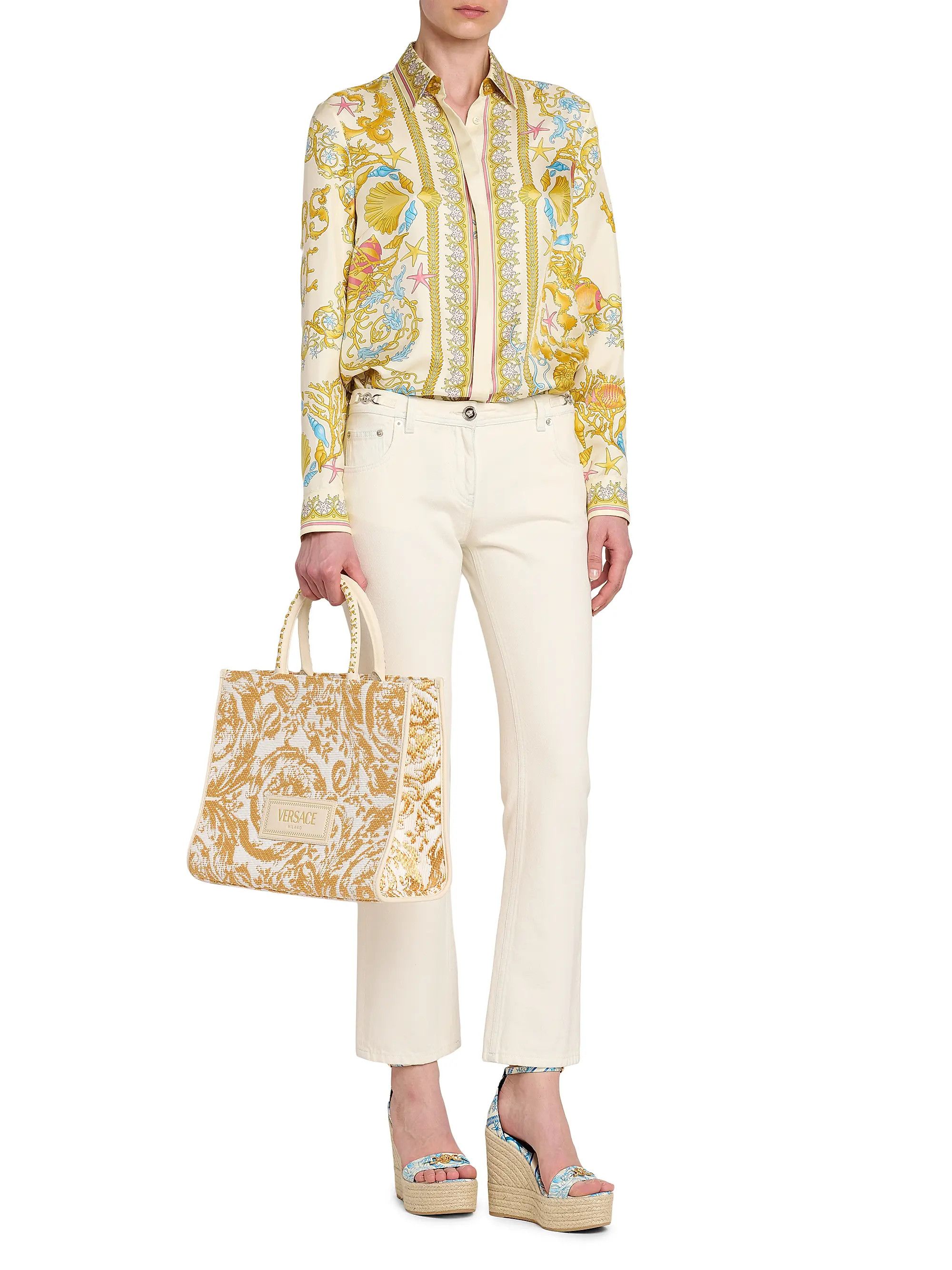 Versace os11x0126 Size: OS / Large Athena Jacquard Raffia Tote Bag Size ONE SIZE - 3 Thumbnail