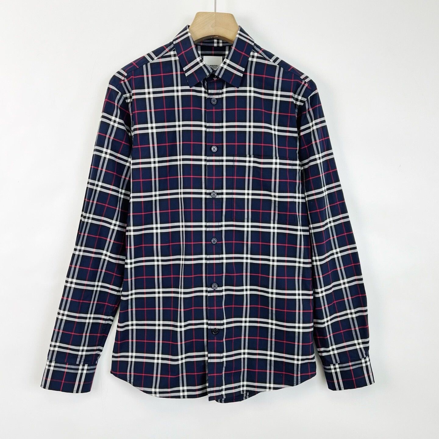 Burberry Burberry Navy Check Long-Sleeve Shirt Size US S / EU 44-46 / 1 - 1 Thumbnail