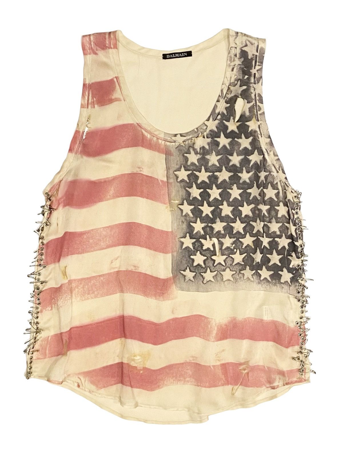 Balmain S/S 2011 Runway Silk Flag Tank (Decarnin, Safety Pin, SS11
