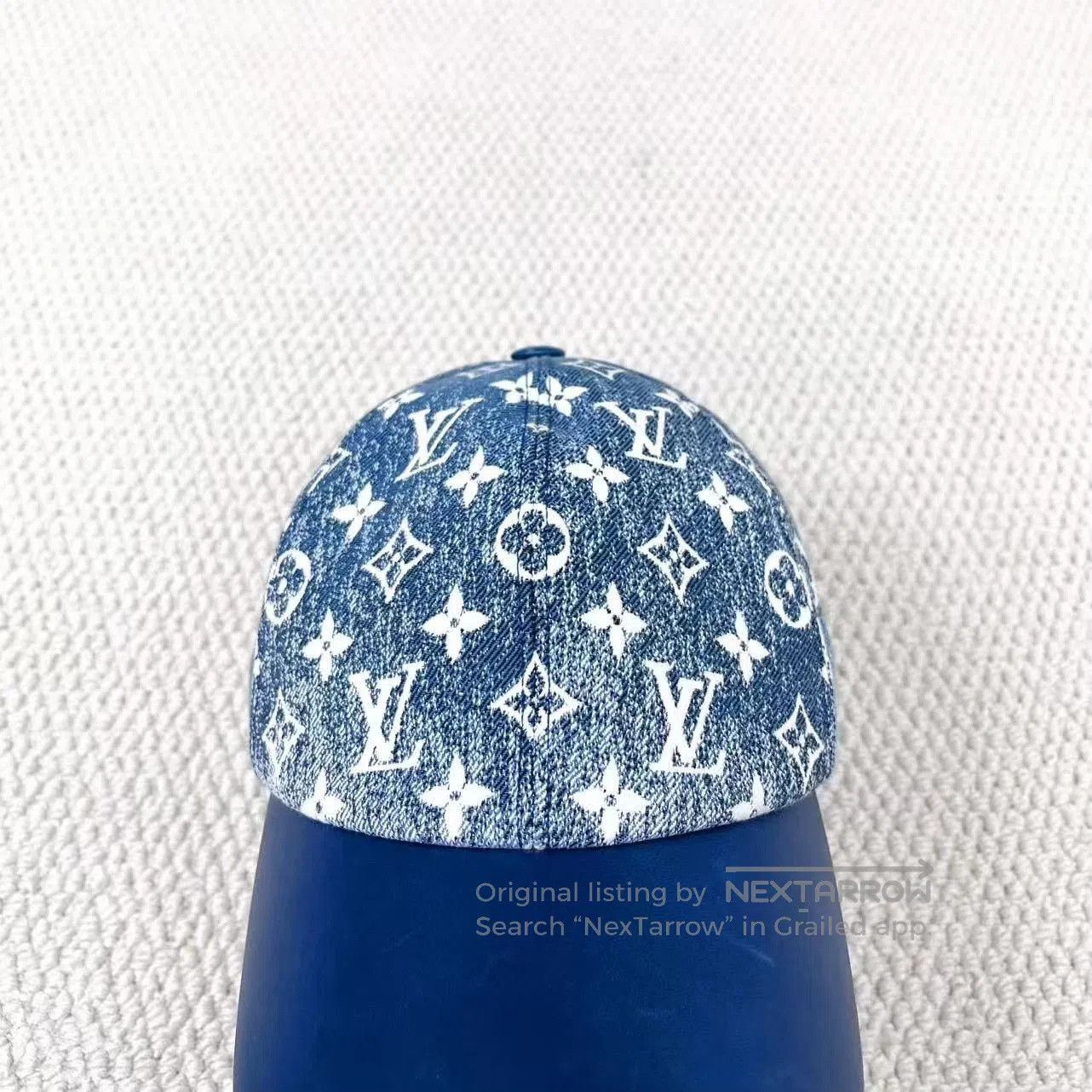 Louis Vuitton Louis Vuitton Blue Denim Leather Baseball Cap. Size ONE SIZE - 3 Thumbnail