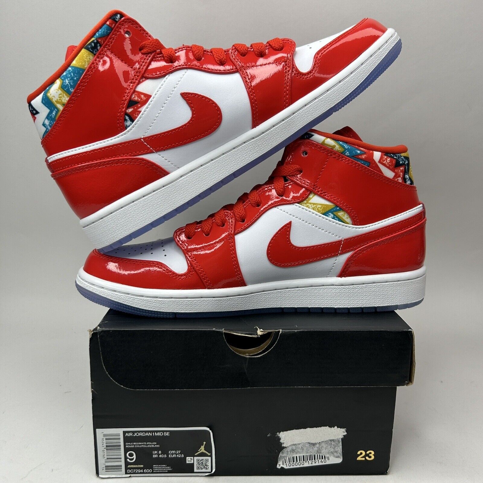 Nike Nike Air Jordan 1 Mid Retro SE “Barcelona Sweater/Chile Red” Size US 9 / EU 42 - 3 Thumbnail