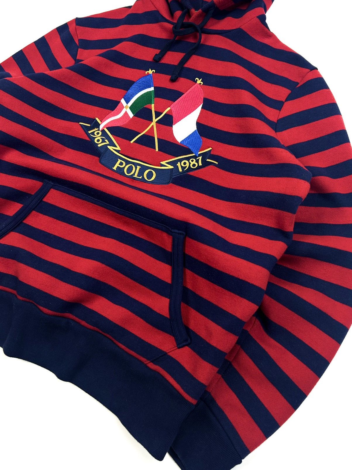 Polo Ralph Lauren rare Polo Ralph Lauren Cross Flags Striped Hoodie Vintage M Size US M / EU 48-50 / 2 - 4 Thumbnail