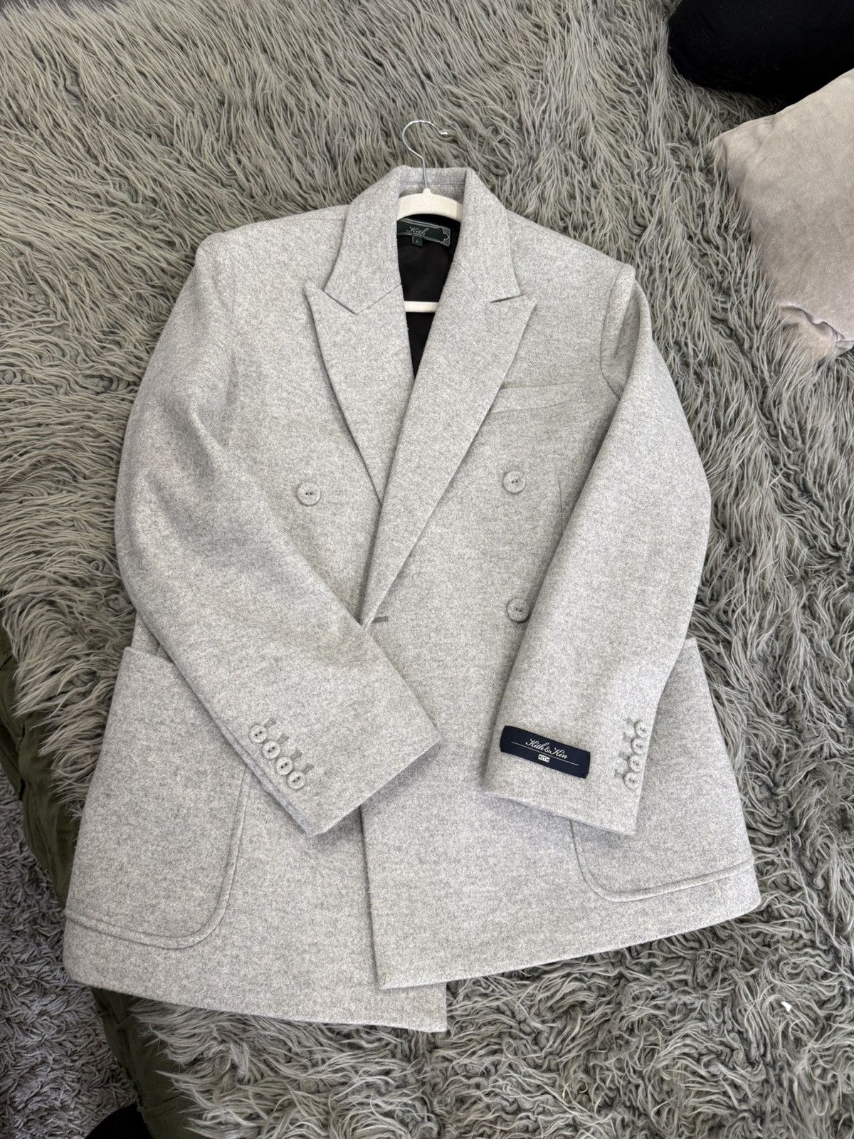 Kith Kith Felted Double Brested Blazer Heather Grey | Size S Size 38R - 1 Thumbnail