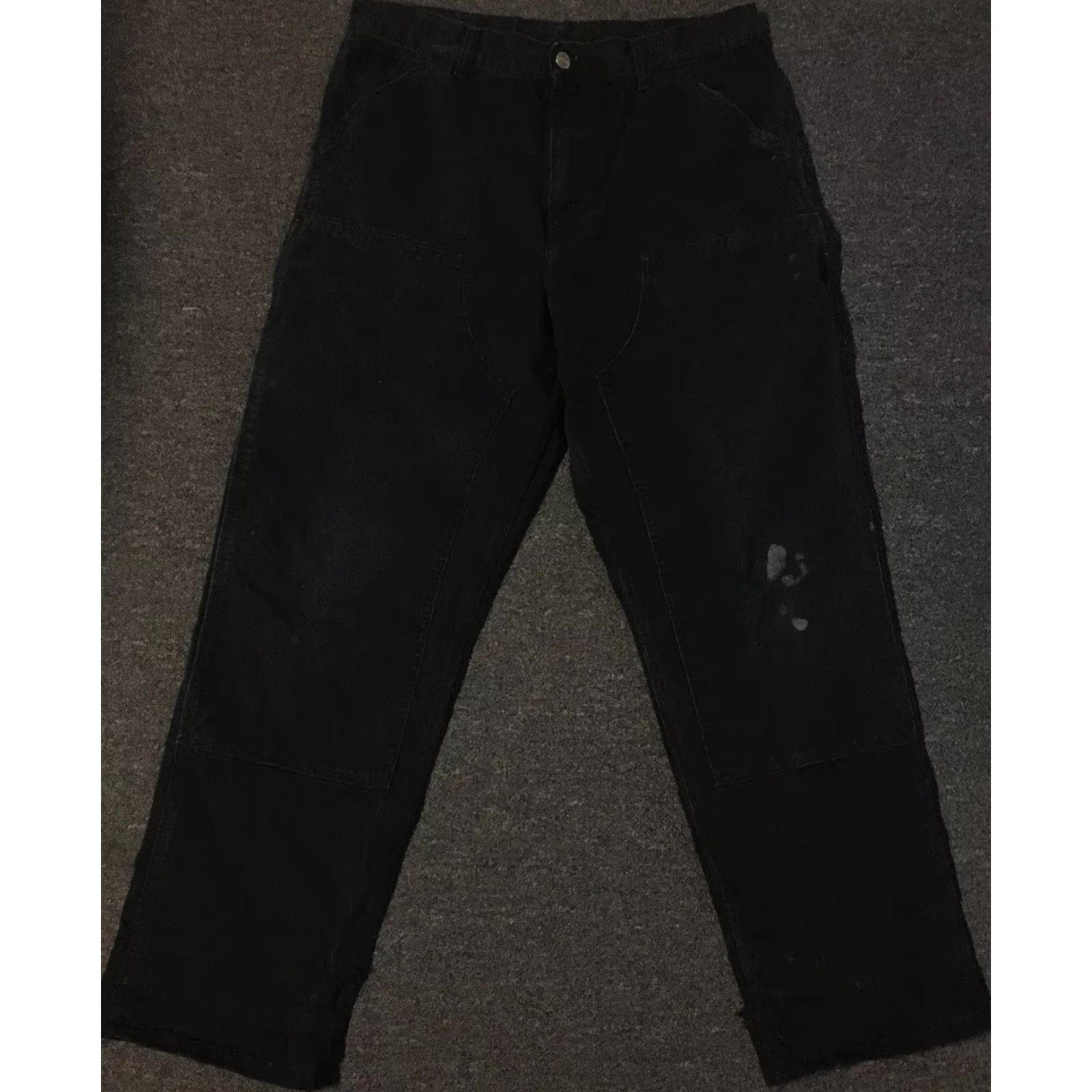 Carhartt Carhartt WIP Faded Distressed Double Knee Pants 33 Work Biker Grunge 80s 90s Vintage Mens Pants Black Carhartt WIP Cabnastyle Size US 33 - 2 Thumbnail