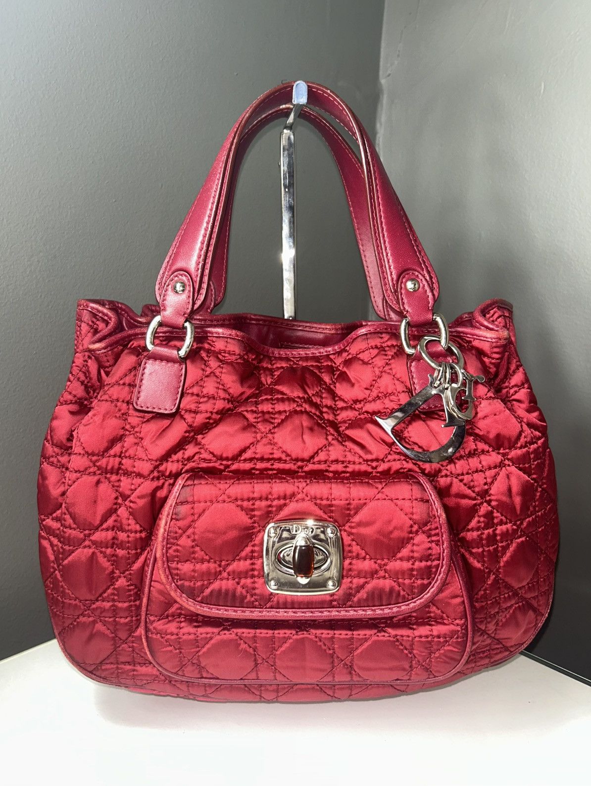 Dior Christian Dior Red Nylon Cannage Charming Lock Bag w/ COA Size ONE SIZE - 1 Thumbnail