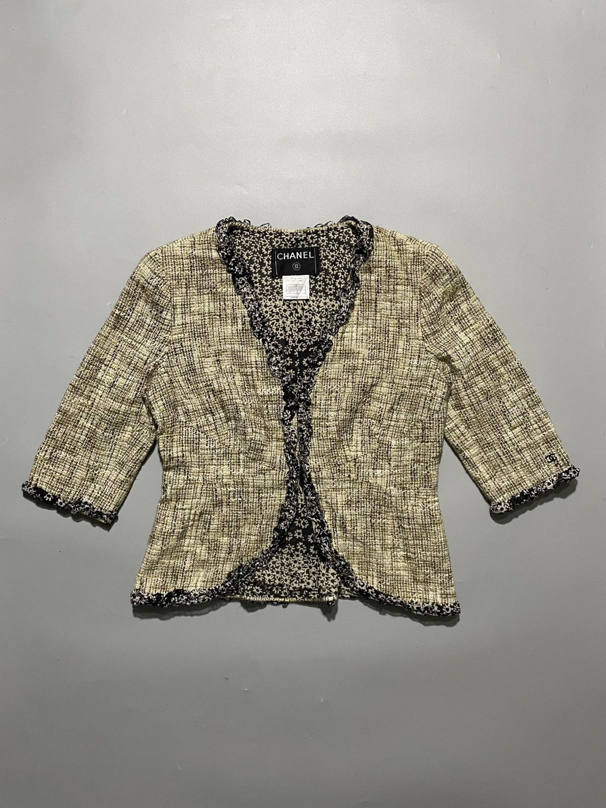 Chanel Chanel 2003 Collarless Tweed Jacket Size S / US 4 / IT 40 - 1 Thumbnail