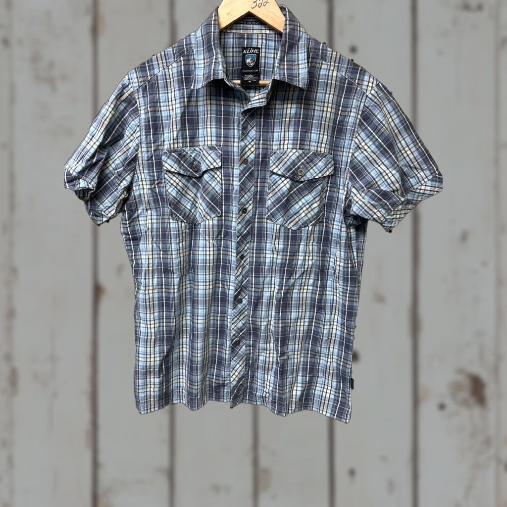 Vintage KUHL SUNCEL MEN'S PLAID BUTTON UP BLUE WHITE SHIRT MEDIUM Size M Casual Shirt Mens Size US M / EU 48-50 / 2 - 1 Thumbnail