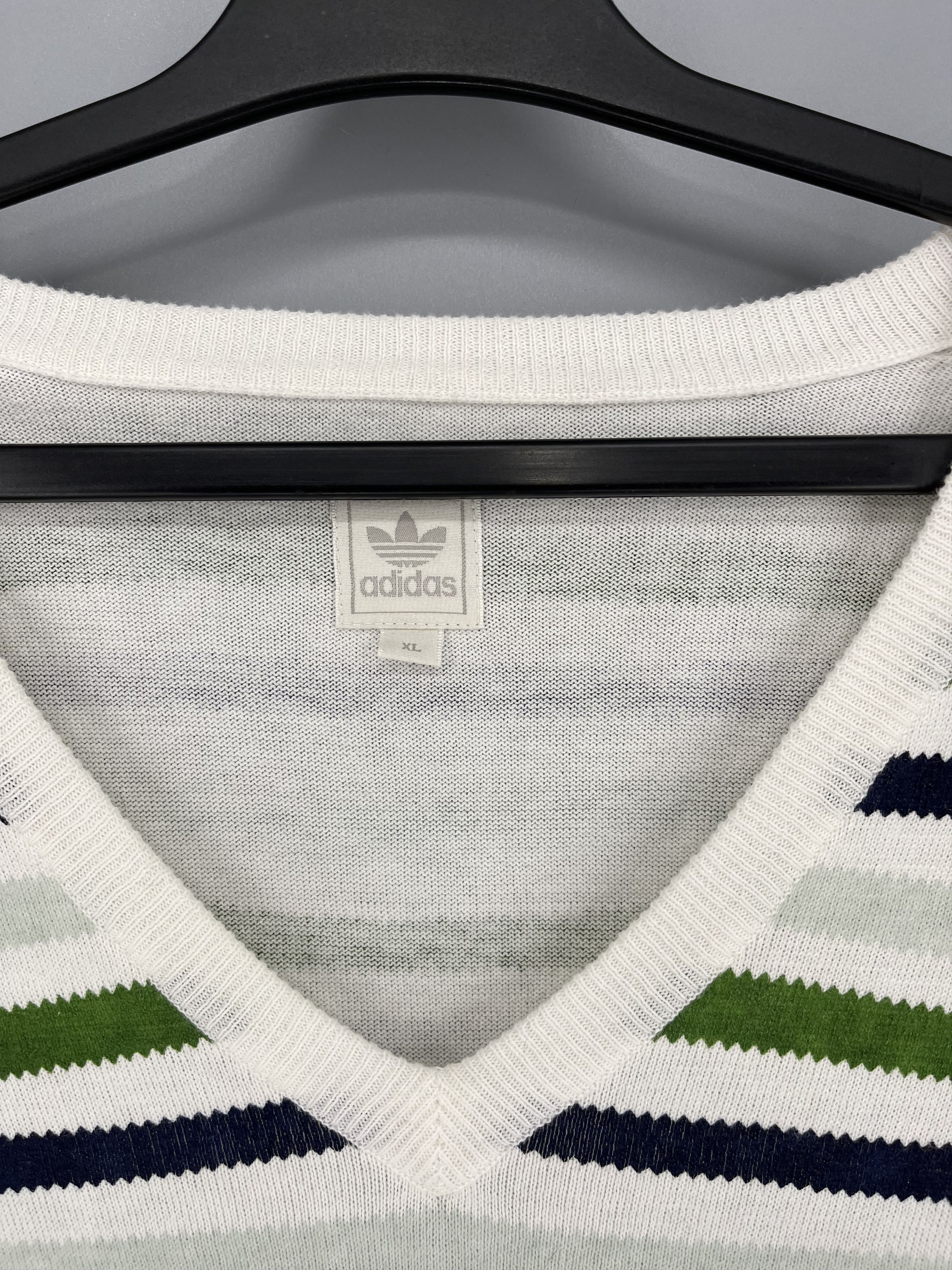 Adidas × Vintage Vintage Y2K Adidas Streetwear Style Striped V-neck Sweater Size US XL / EU 56 / 4 - 7 Thumbnail
