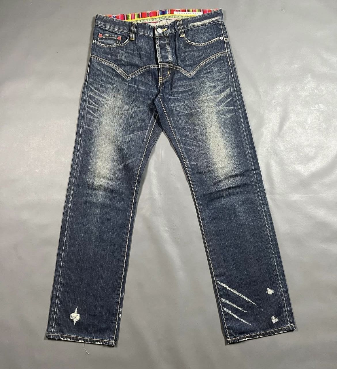 Issey Miyake 2000s Sunaokuwahara Distressed Western Wash Jeans y2k Lgb Size US 33 - 1 Thumbnail