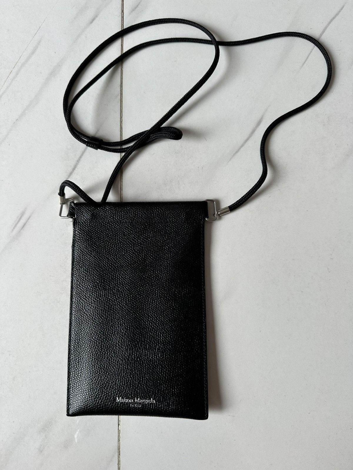 Maison Margiela Maison Margiela Black Grained Leather Phone Pouch Size ONE SIZE - 2 Thumbnail
