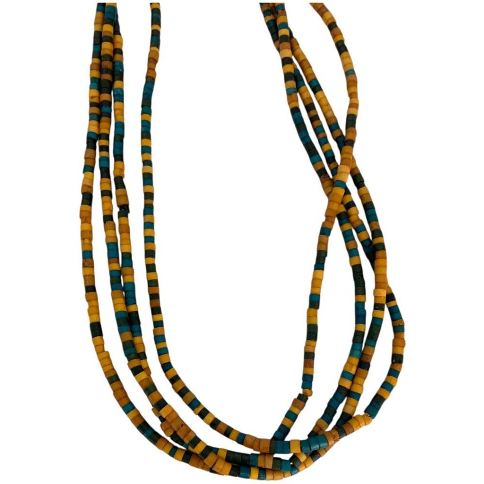 Other Vintage Beaded Multi Strand Layered Necklace Tan Blue Size ONE SIZE - 5 Thumbnail