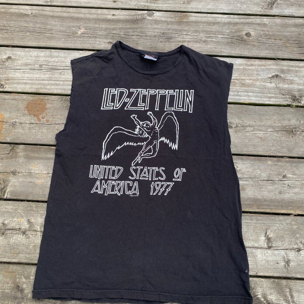 Led Zeppelin × Vintage Vintage Led Zeppelin 1977 United States of America Tour T S Size L / US 10 / IT 46 - 3 Thumbnail