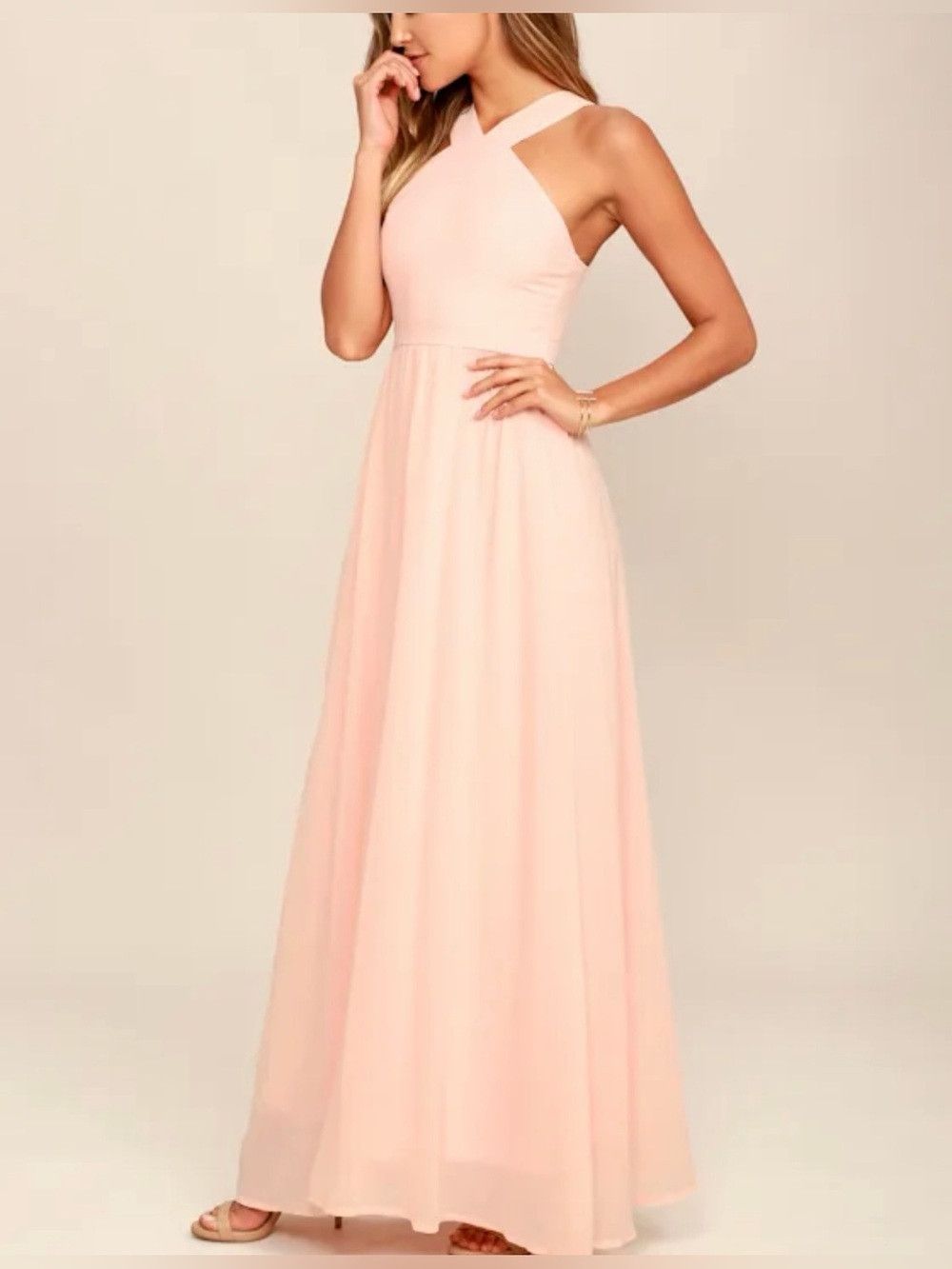 Lulus Air of Romance Peach Sleeveless Chiffon Maxi Dress Size XS Size XS / US 0-2 / IT 36-38 - 1 Thumbnail