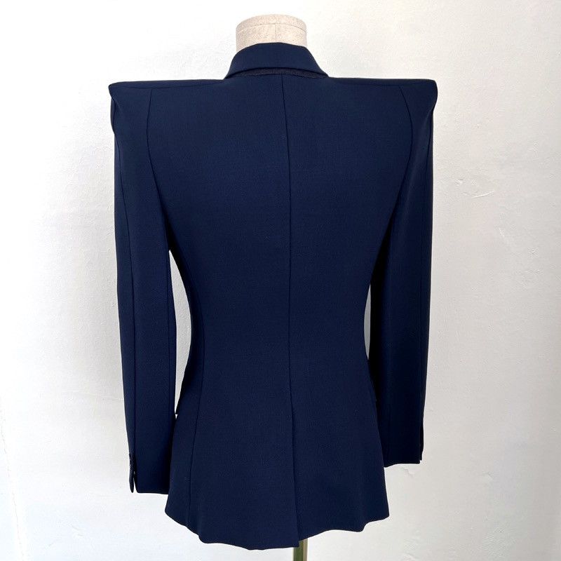 Maison Margiela Margiela Navy Power Shoulder Jacket Size S / US 4 / IT 40 - 3 Thumbnail