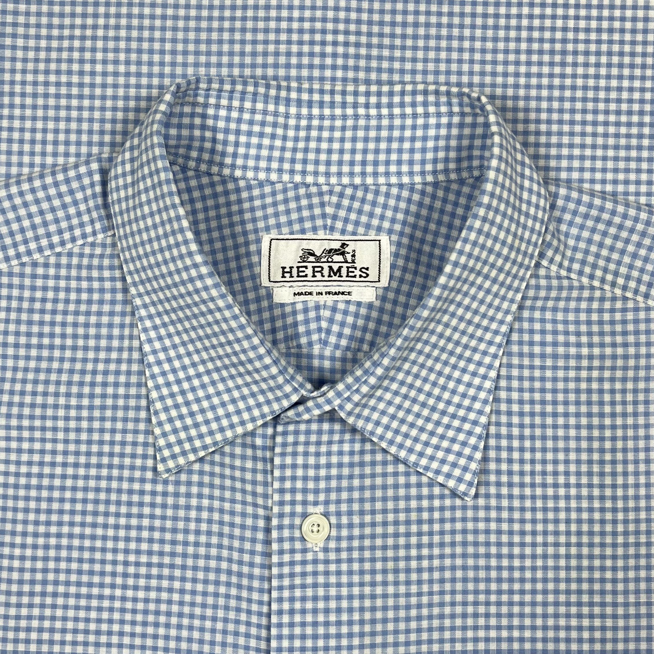 Hermes Hermes Paris Long Sleeve Button Up Checkered Shirt Size US L / EU 52-54 / 3 - 10 Thumbnail