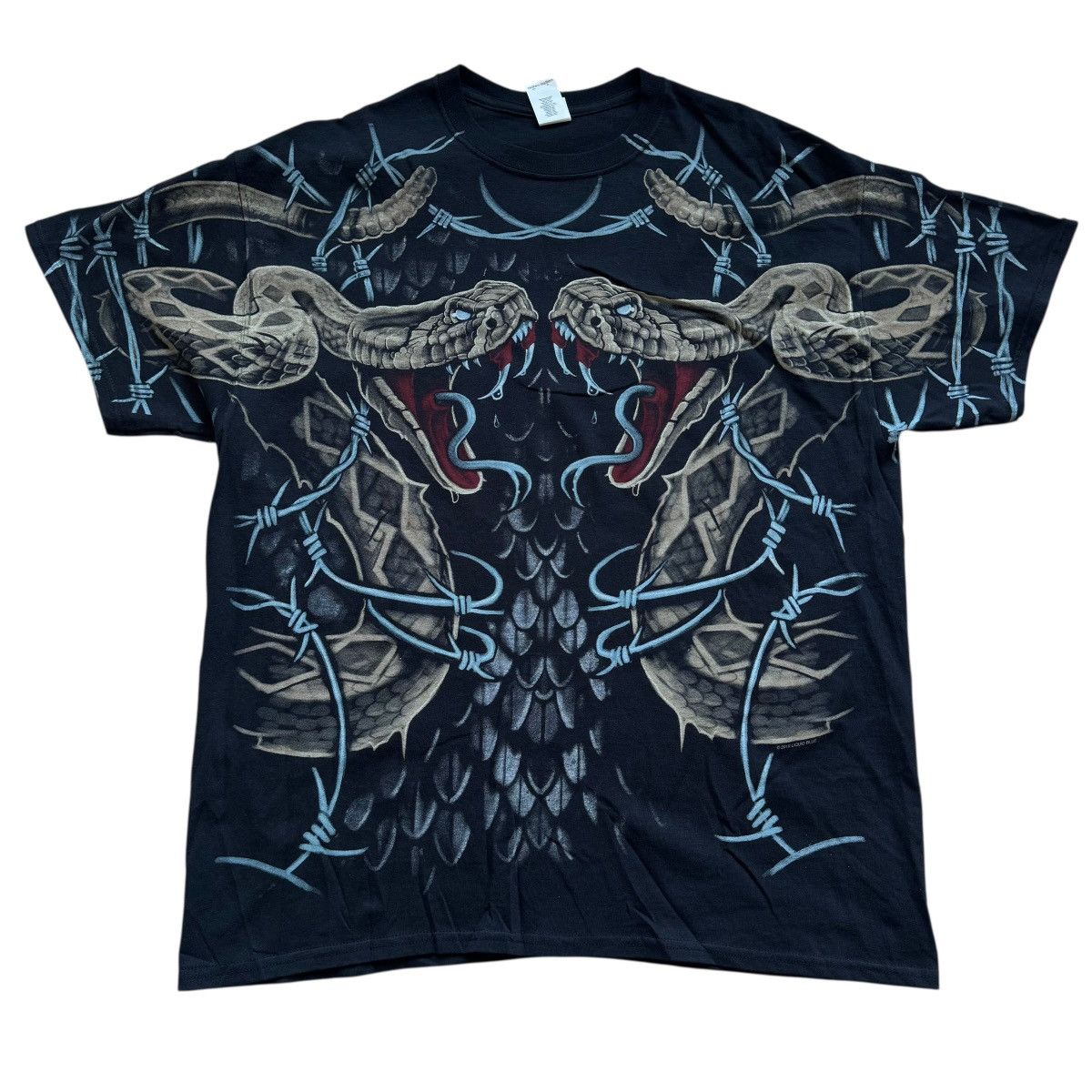 liquid blue snake barbed wire all over print shirt