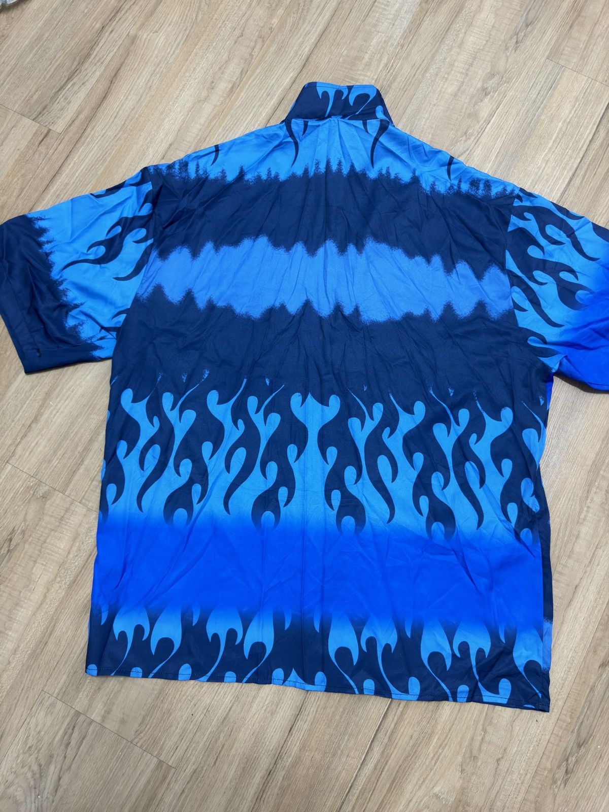 Japanese Brand MENS BLUE FLAMING SHIRT Size US L / EU 52-54 / 3 - 3 Thumbnail