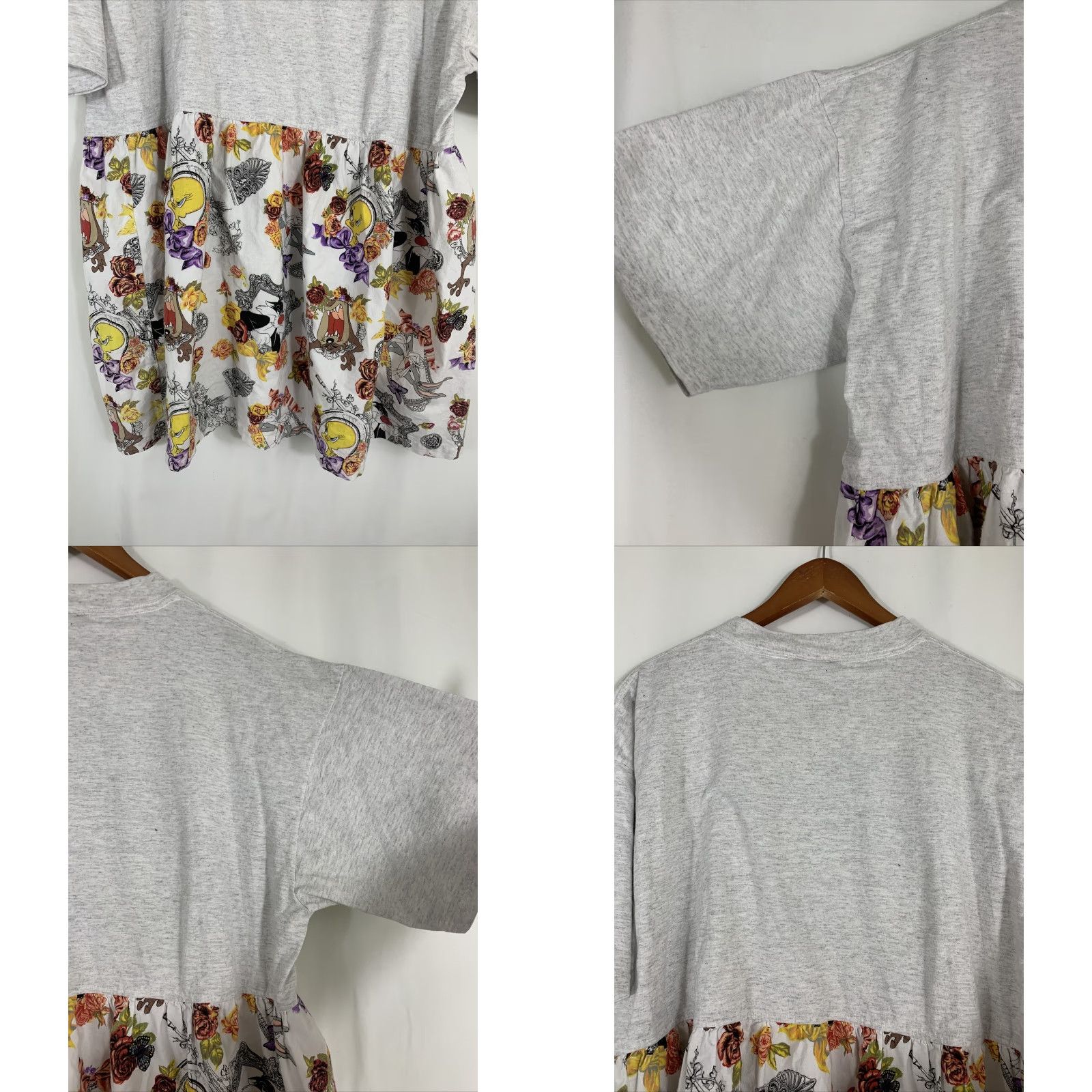 Vintage VINTAGE Looney Tunes Women's Shirt Dress L Gray Cotton 80s 90s American Tweety Bird Dress Shirt Womens Size L / US 10 / IT 46 - 8 Thumbnail