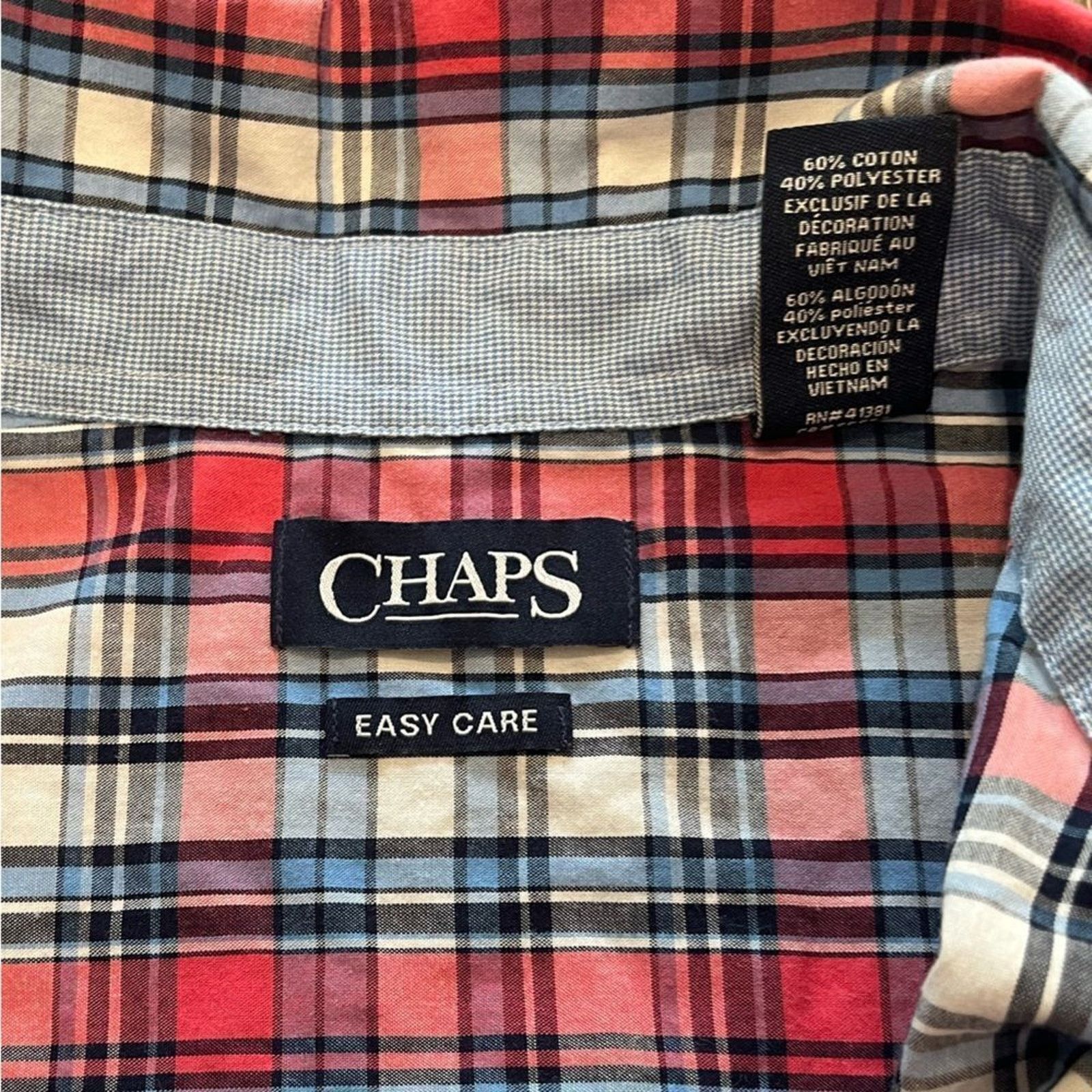Chaps Chaps Easy Care Red White Blue Plaid Short Sleeve XL Size US XL / EU 56 / 4 - 3 Thumbnail
