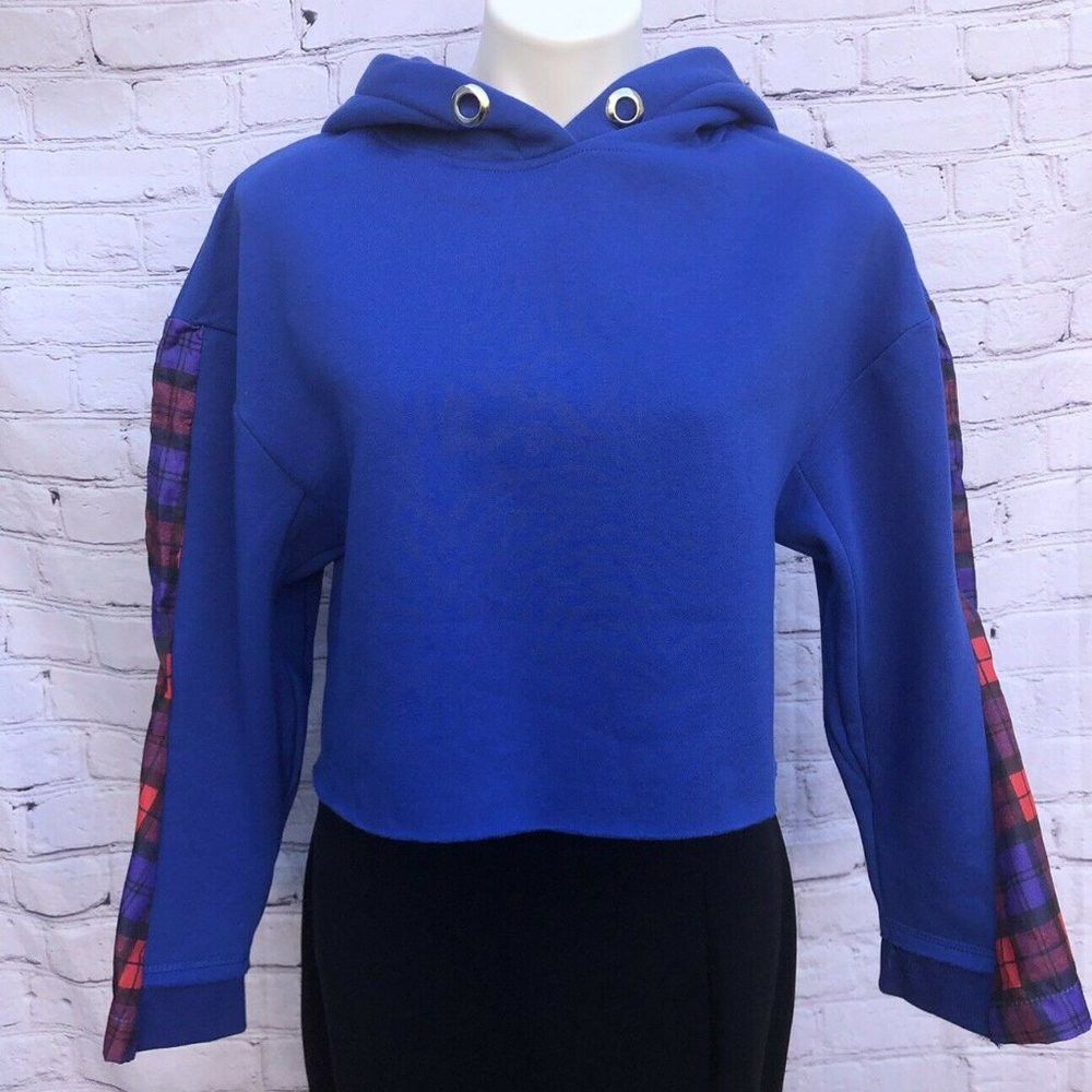 Other NWT New LF BSBW Oversized Cropped Hoodie Sweatshirt Plaid S Size XS / US 0-2 / IT 36-38 - 1 Thumbnail