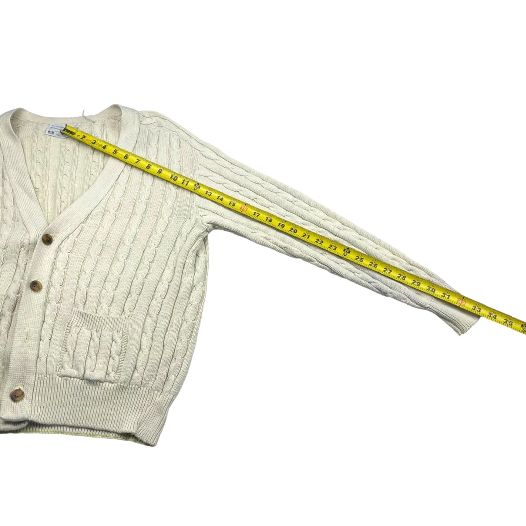 Vintage VINTAGE Lord Jeff Cardigan Sweater Mens 100% Cotton Cable-Knit Ivory Medium USA Beige Solid Size US M / EU 48-50 / 2 - 5 Thumbnail