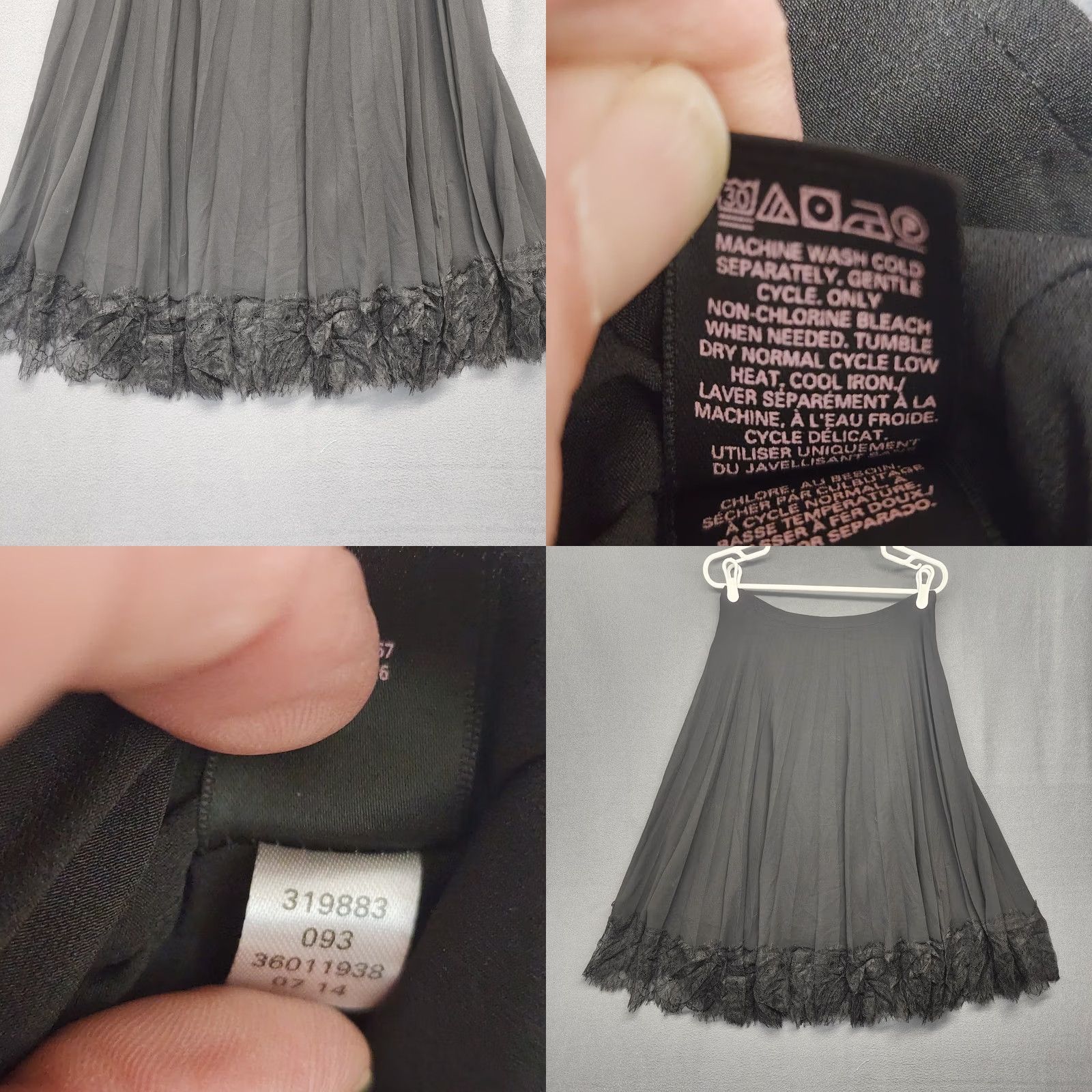 Victoria's Secret VINTAGE Victoria's Secret Skirt Womens 10 Black Lace Ruffle Pleats Side Zip A-Line Knee Length Womens Grunge Y2K Witchy Goth Whimsygoth Fairy Size 32" / US 10 / IT 46 - 8 Thumbnail