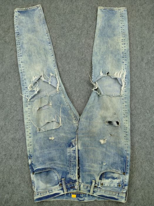 Hype Ripped Faded Blue Vintage Levi's 501 34x31.5 Denim -JN864 | Grailed