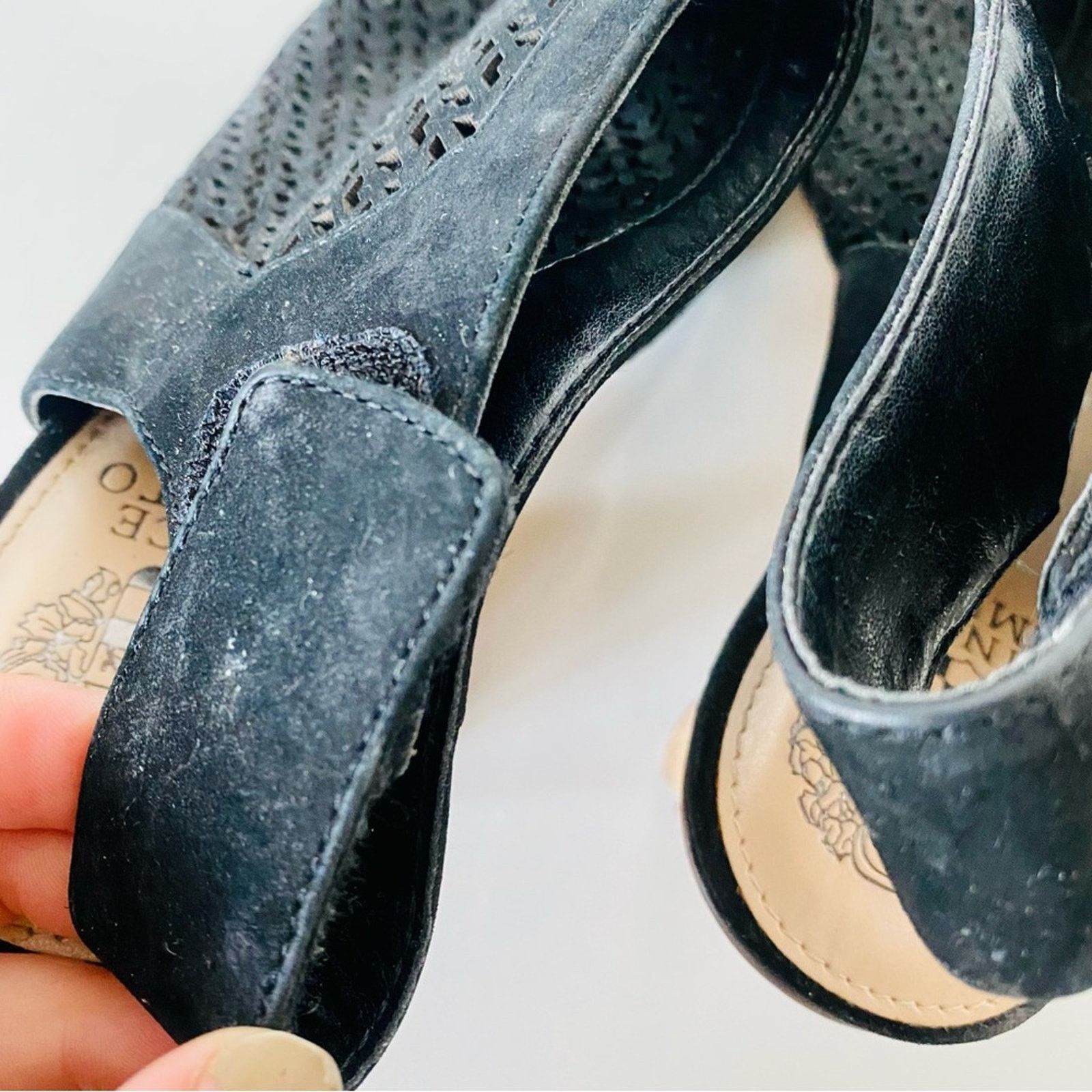 Vince Camuto VINCE CAMUTO Black Leather Slingback Open Toe Sandals Heel Size US 10 / IT 40 - 5 Thumbnail