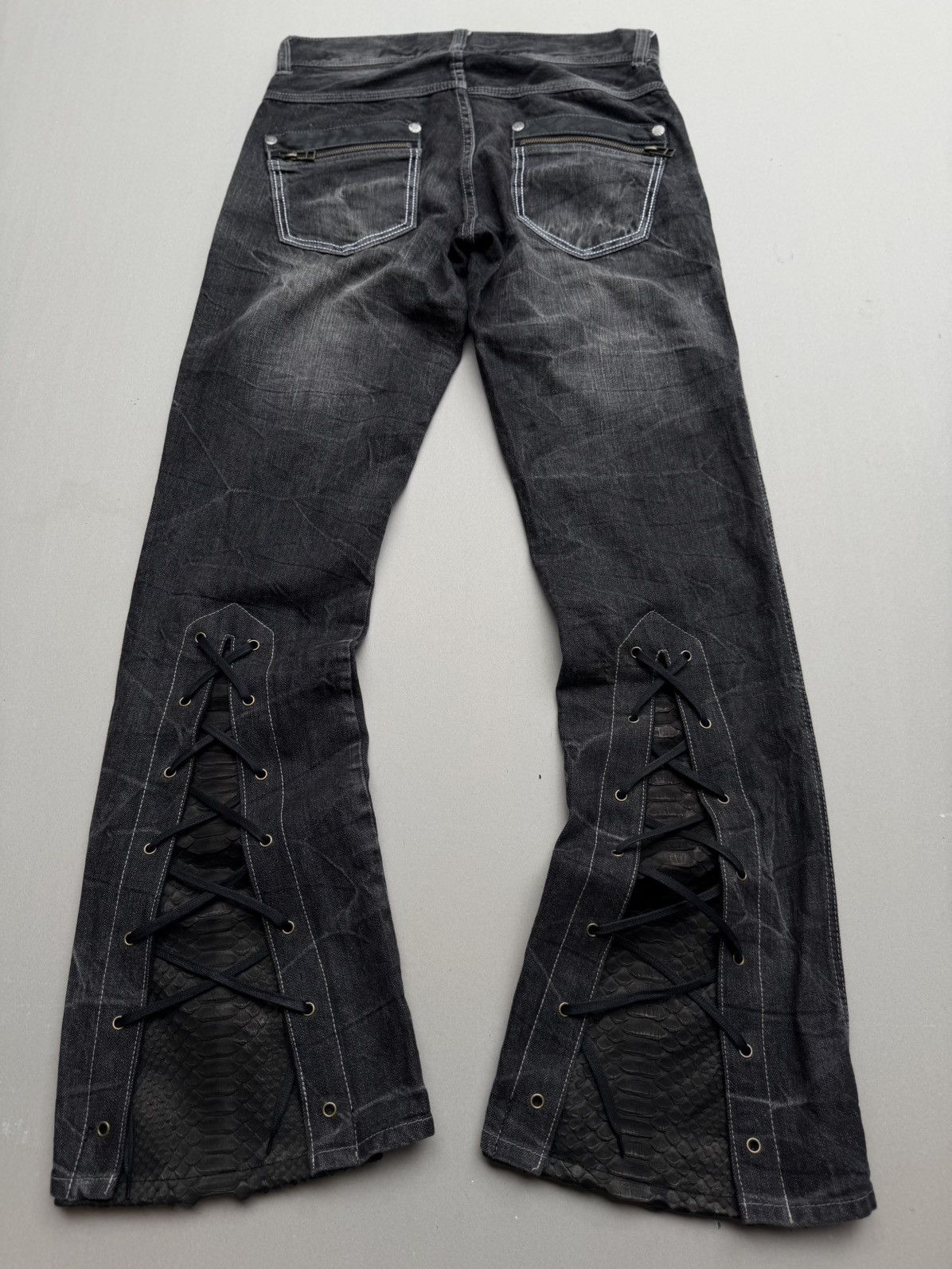 Japanese Brand Roothree lace up flare jeans Size US 31 - 4 Thumbnail
