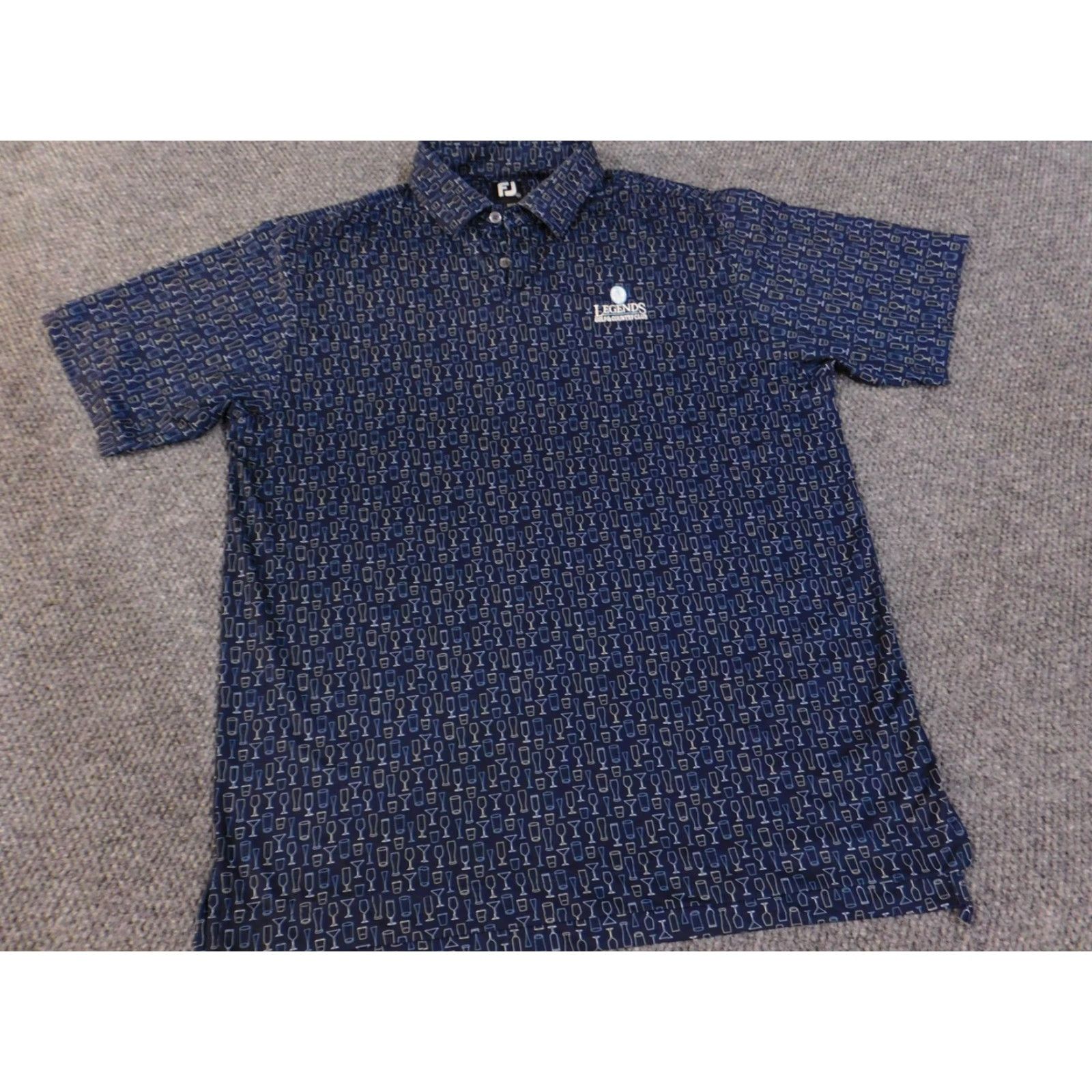 Footjoy FootJoy Polo Shirt Mens XL Blue Legends Golf & Country Club Graphic Print Short Sleeve Golf Size US XL / EU 56 / 4 - 3 Thumbnail