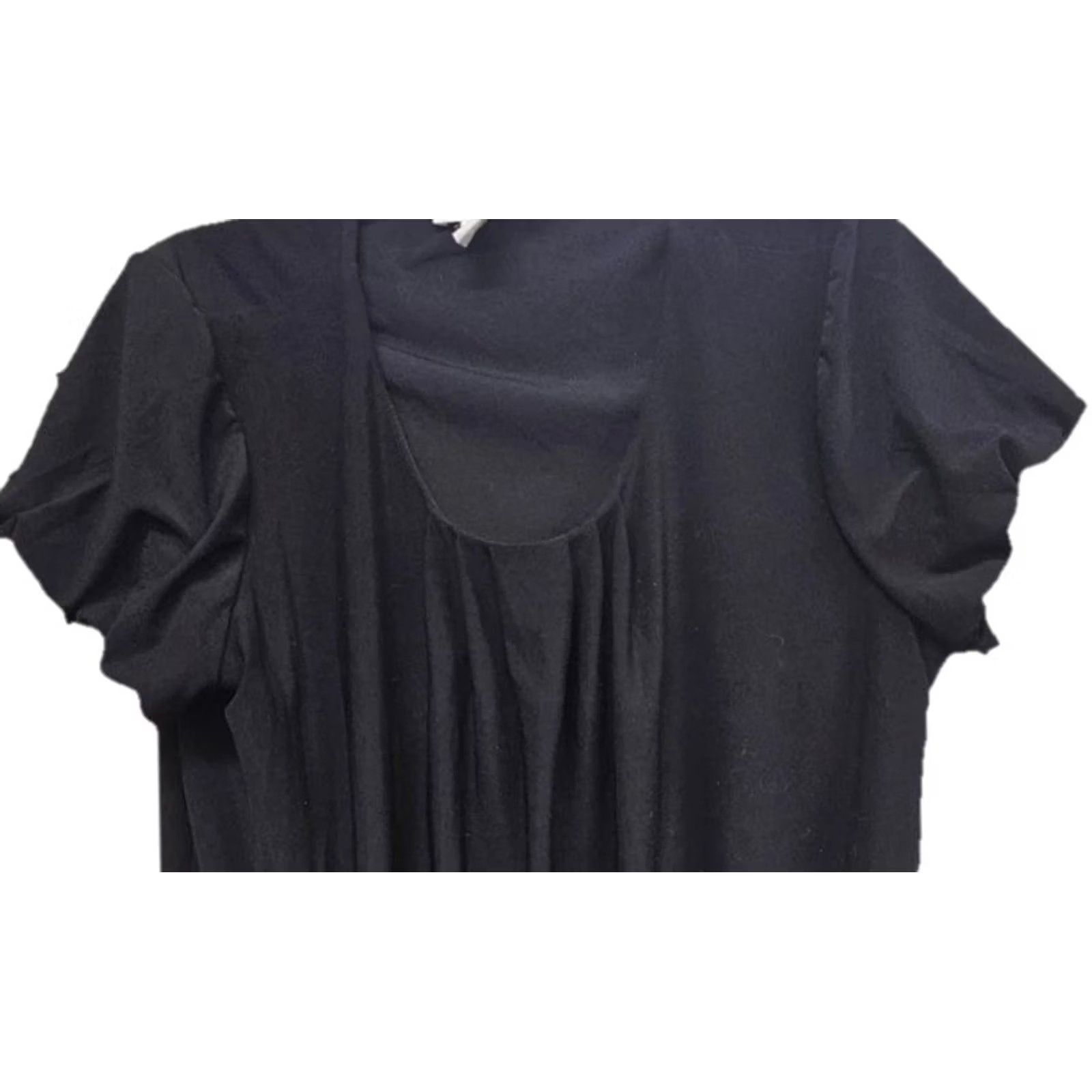 White House Black Market White House Black Market Black XL Women's Short Sleeve Gathered Ruched Blouse Size 40" / US 18 - 2 Thumbnail