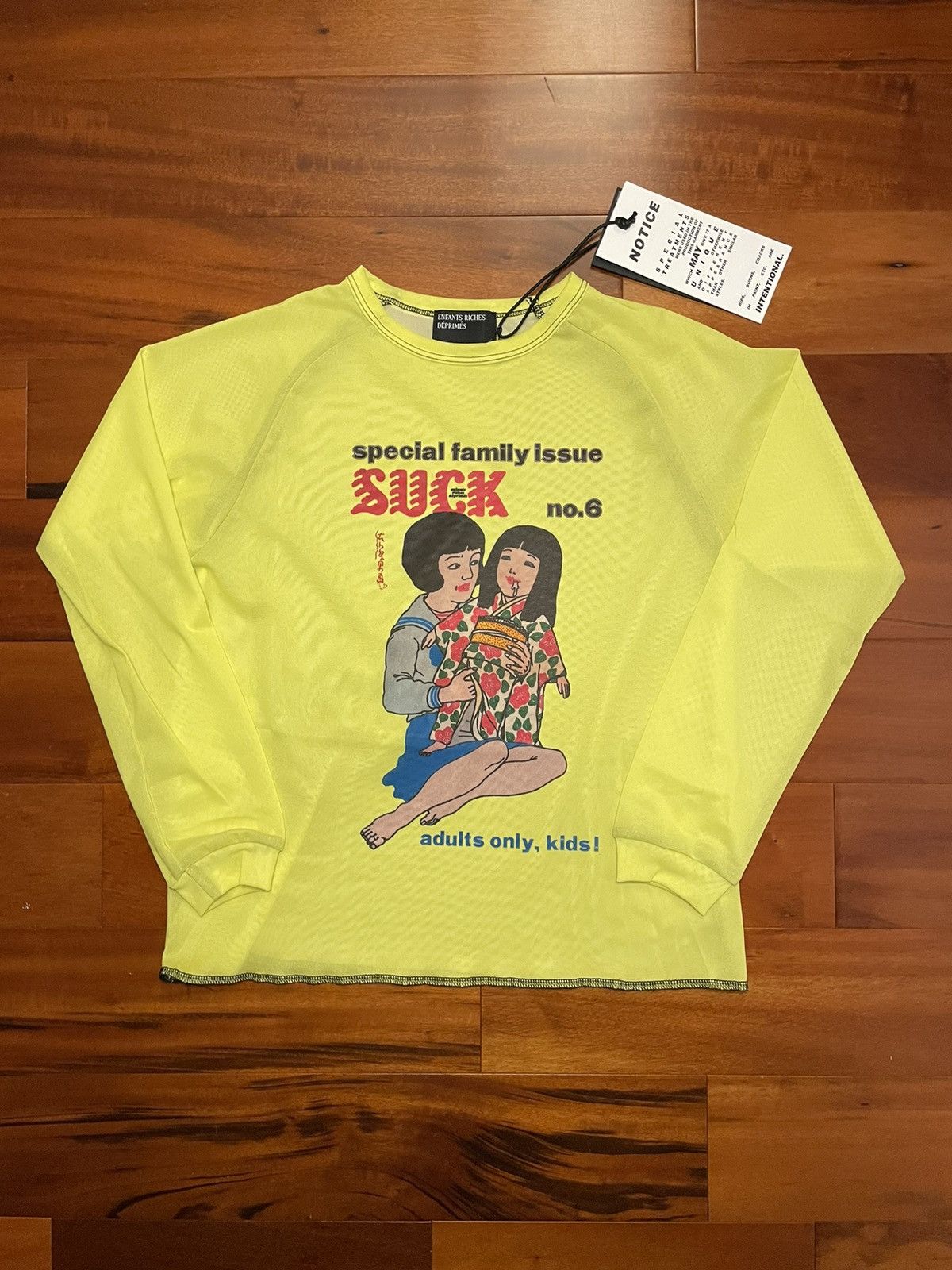 image of Enfants Riches Deprimes Suck Mesh Long Sleeve in Yellow, Men's (Size Small)