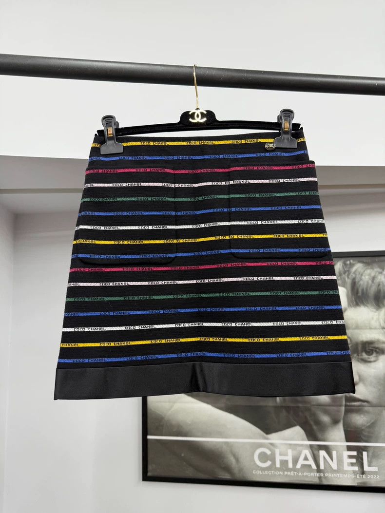 Chanel Chanel Colourful letter striped skirt Size 24" / US 00 / IT 34 - 1 Thumbnail