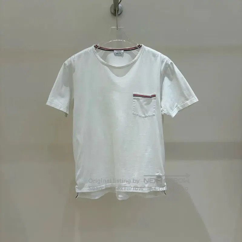 Thom Browne Thom Browne White Striped Short Sleeve T-Shirt . Size US L / EU 52-54 / 3 - 1 Thumbnail