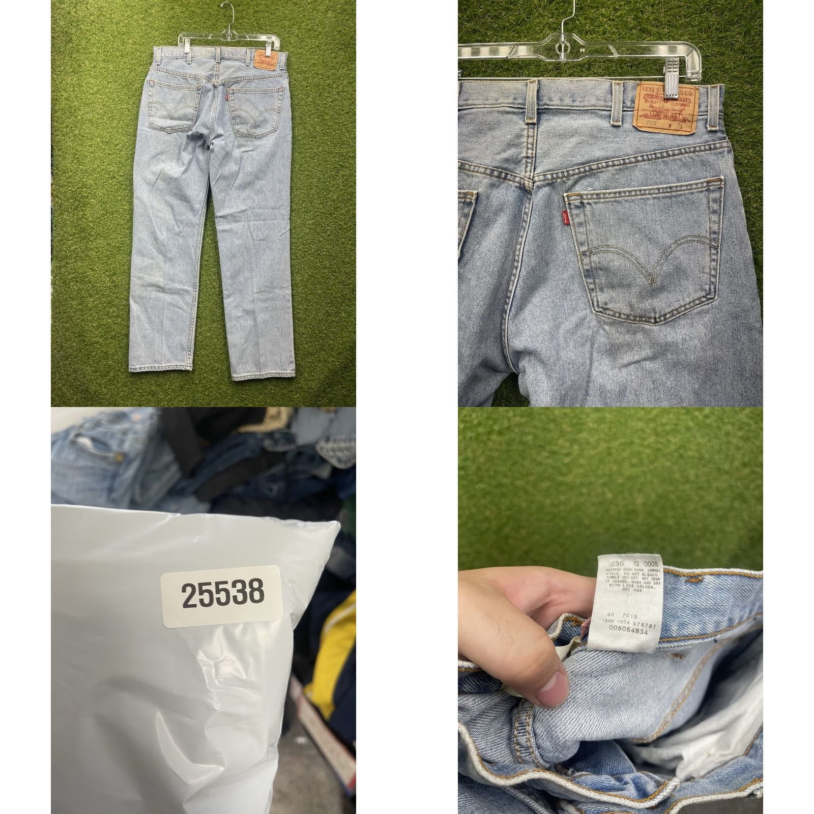 Levi's Levi's 505 Jeans Mens 38x34 Denim Regular Fit Straight Blue Light Wash 90s Retro Size US 38 / EU 54 - 8 Thumbnail