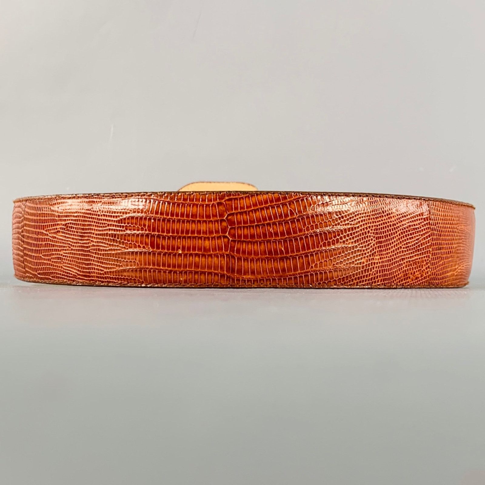 Ellen Tracy LINDA ALLARD Brown Cognac Lizard Leather Covered Buckle Belt Size ONE SIZE - 3 Thumbnail