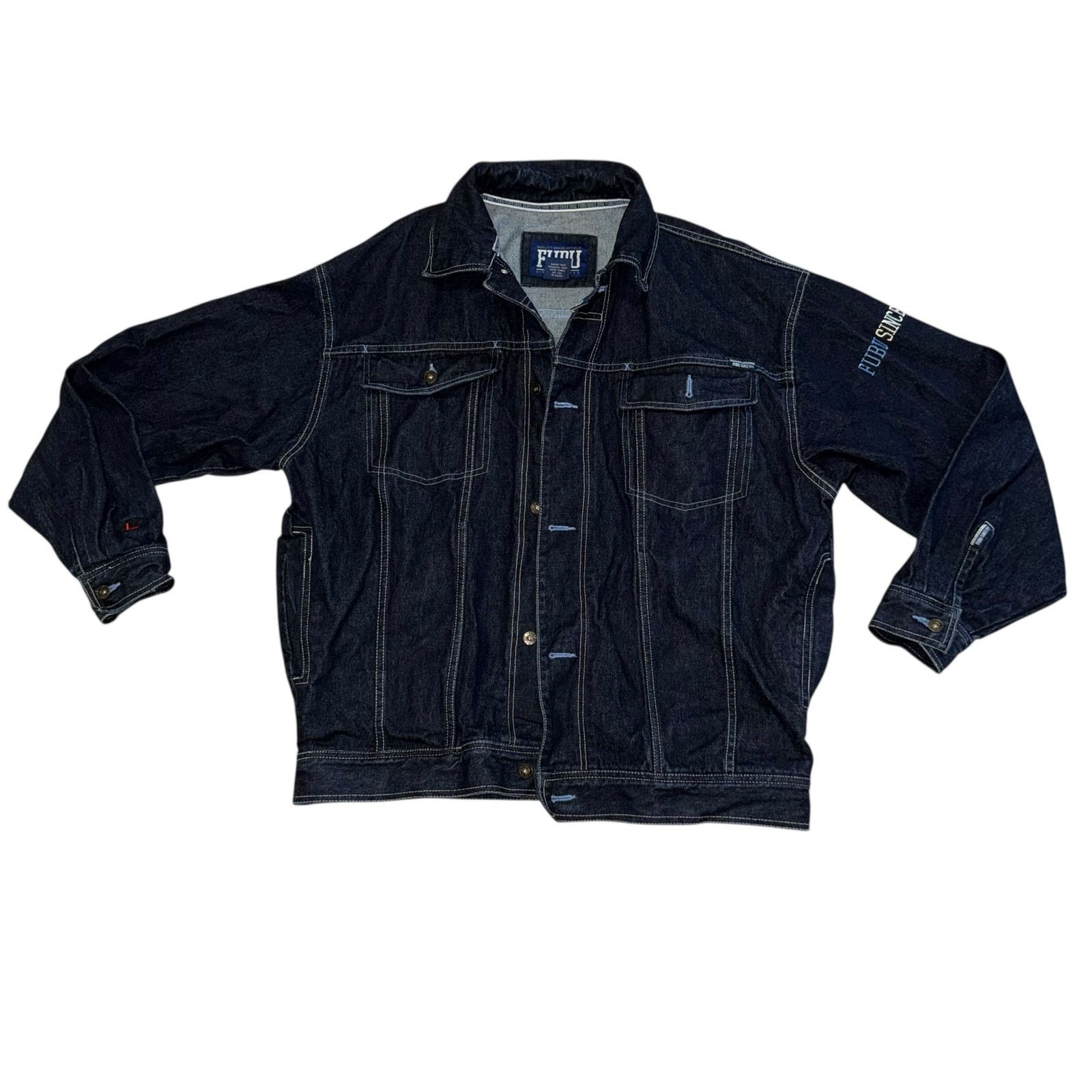 Fubu Fubu Vintage 1990’s Men’s Blue Denim Trucker Jean Jacket XL Size US XL / EU 56 / 4 - 1 Thumbnail