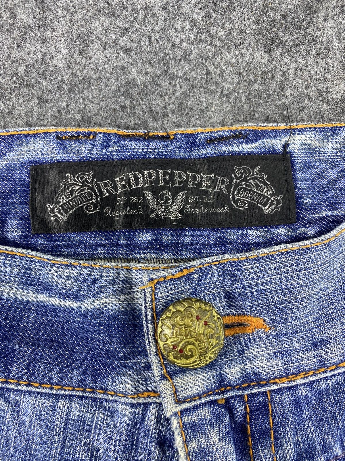 Japanese Brand Red Pepper Distress Blue Wash Denim - J971 Size US 37 - 10 Thumbnail