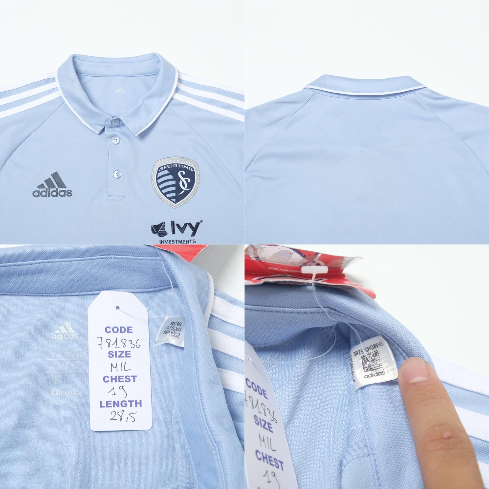 Adidas 2018/19 Sporting Kansas City Training Polo Shirt BNWT (M/L) Size US M / EU 48-50 / 2 - 4 Thumbnail
