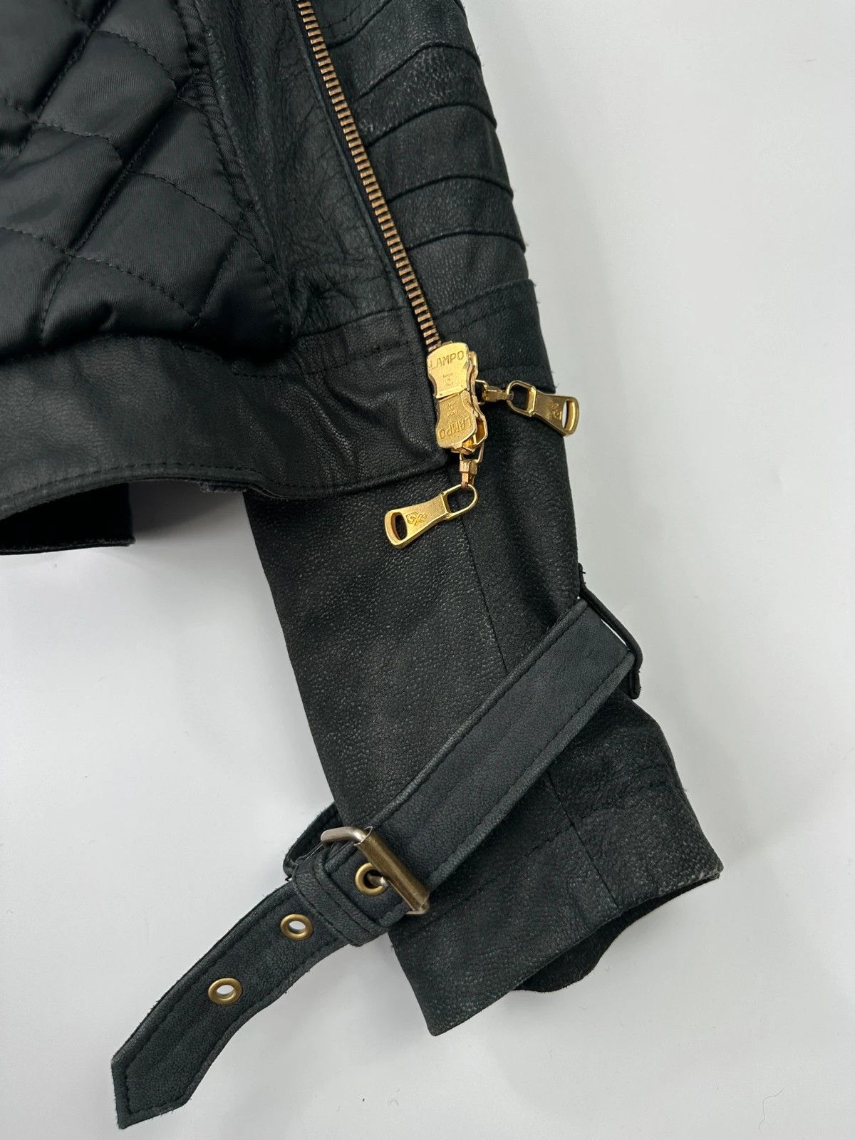 Gianfranco Ferre Gianfranco Ferre Black Leather Biker 6 Zip Padded Jacket Size US L / EU 52-54 / 3 - 13 Thumbnail