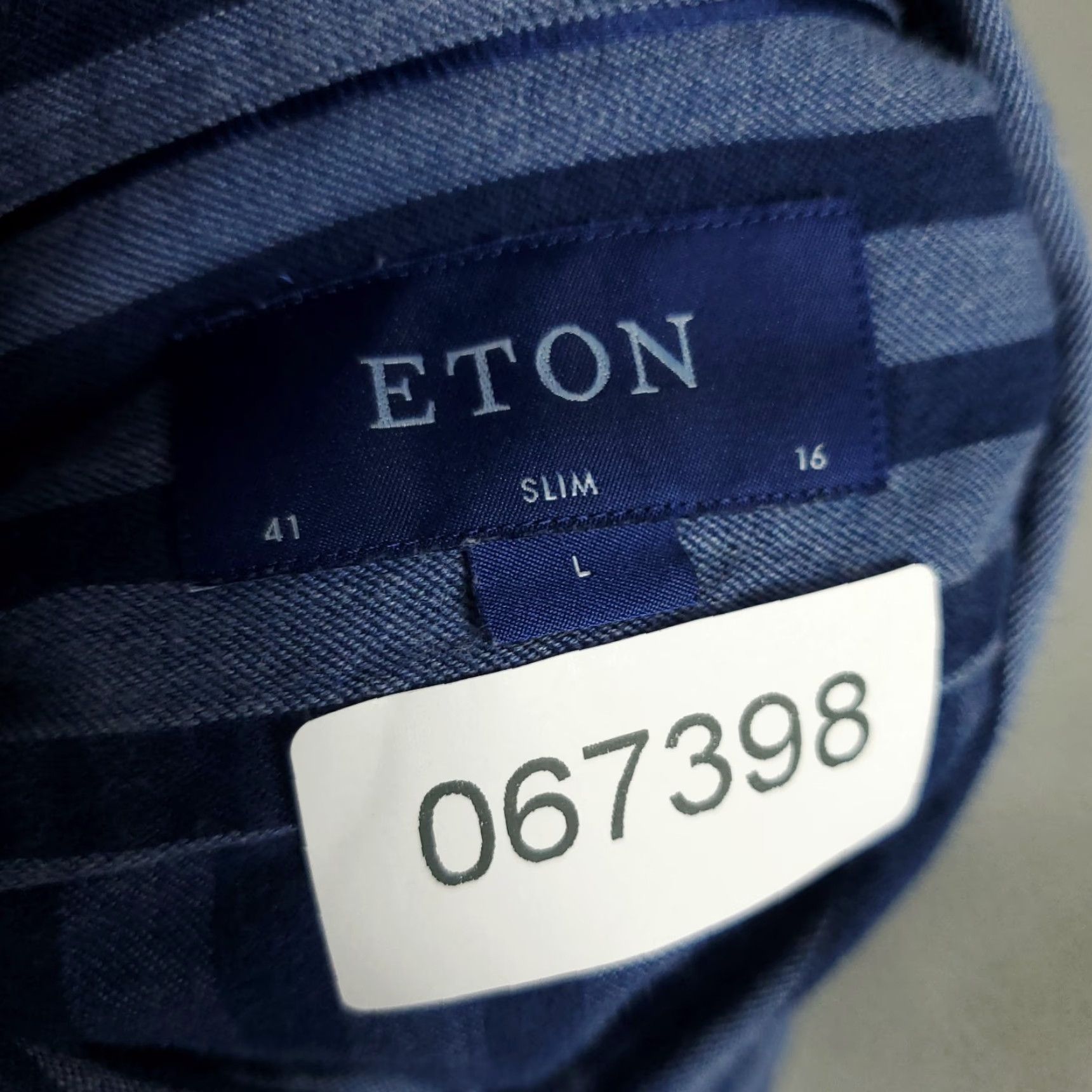 Eton Eton Mens Dress Shirt Striped Blue 16 41 Large Long Sleeve Button Up Collared Classic 100% Cotton Regular Size 42R - 8 Thumbnail